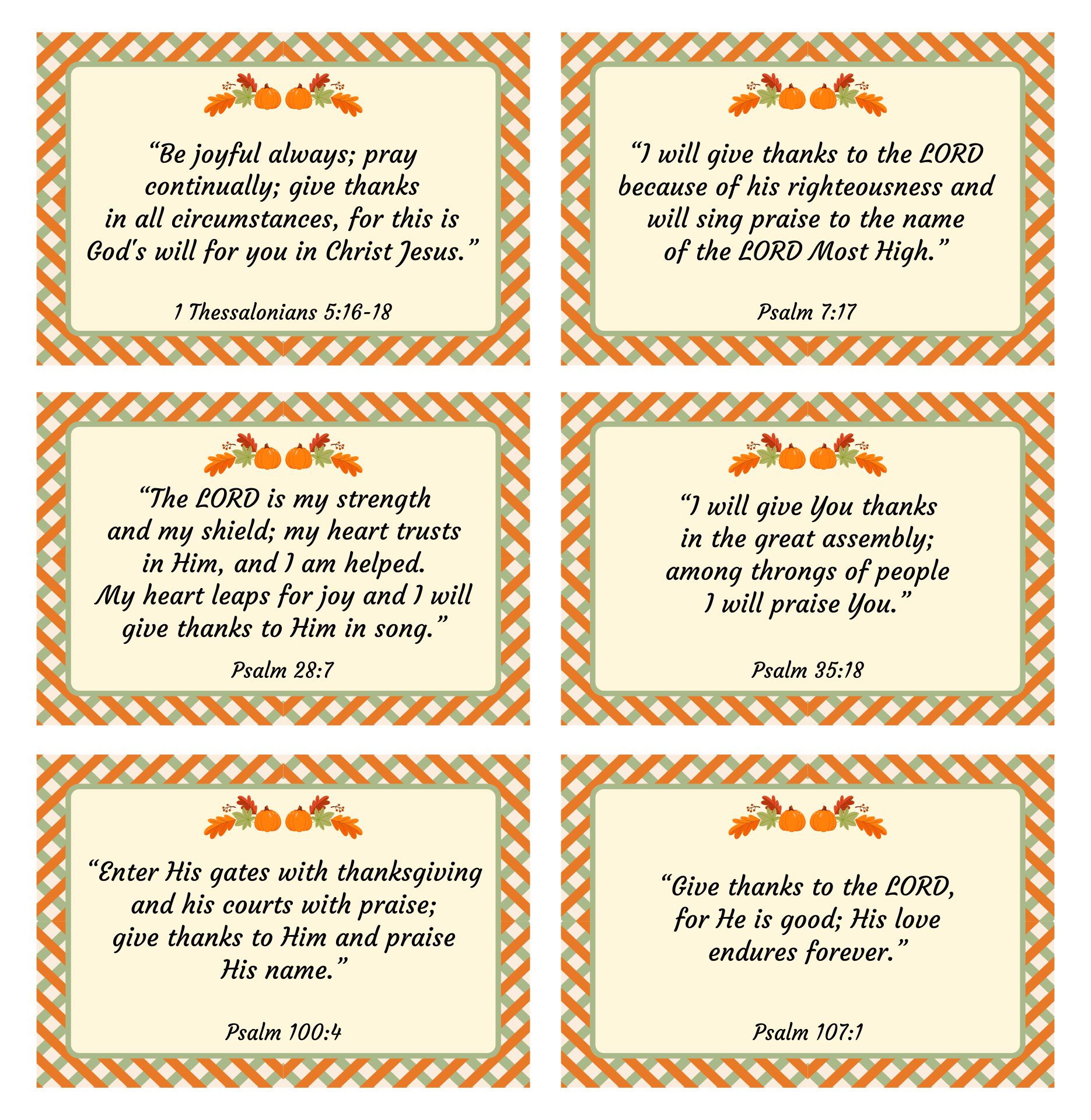 Thanksgiving Bible Verse Cards