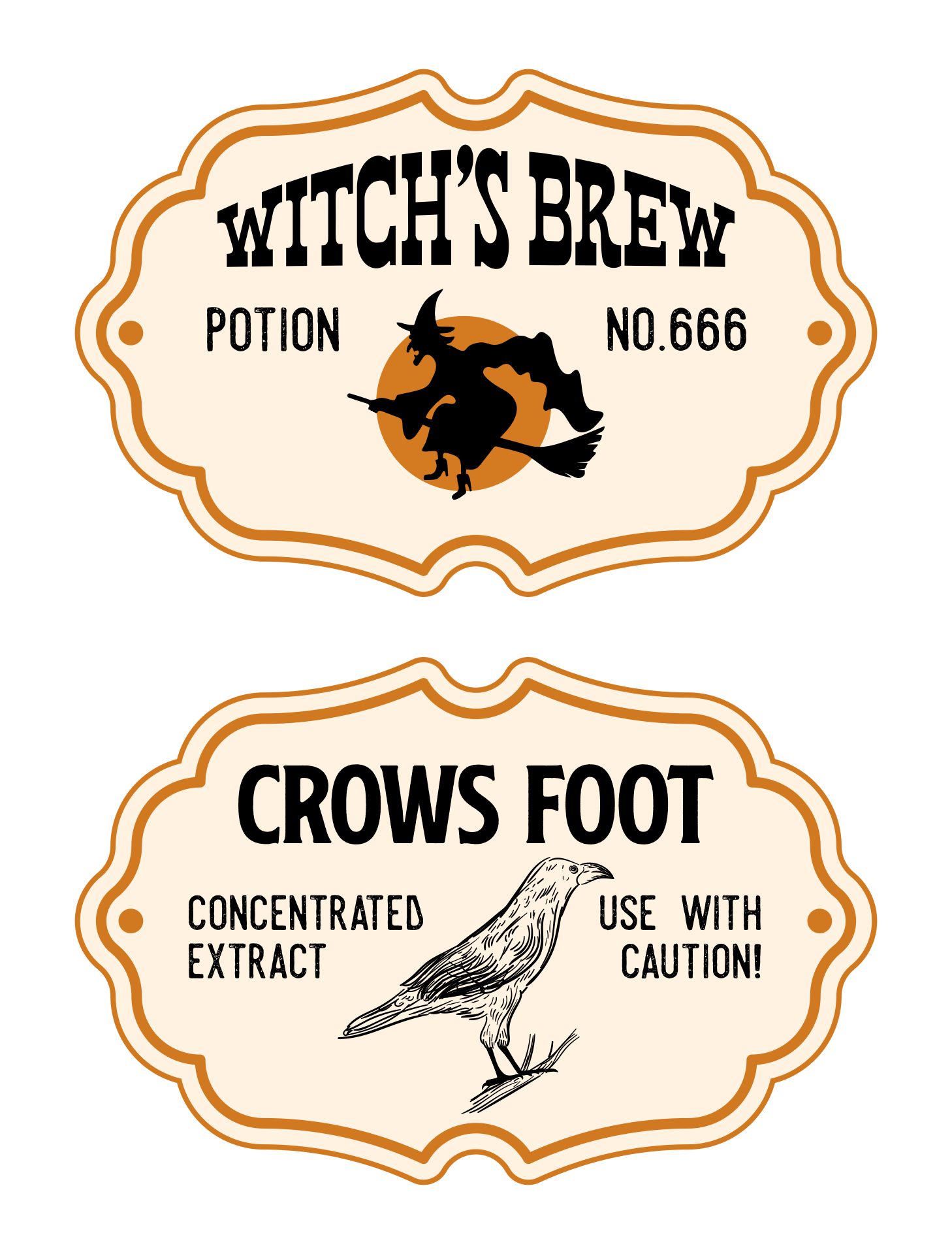 Witch Potion Bottle Labels