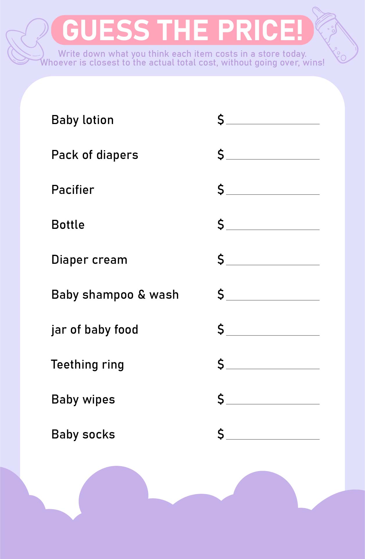 Baby Shower Games Printable