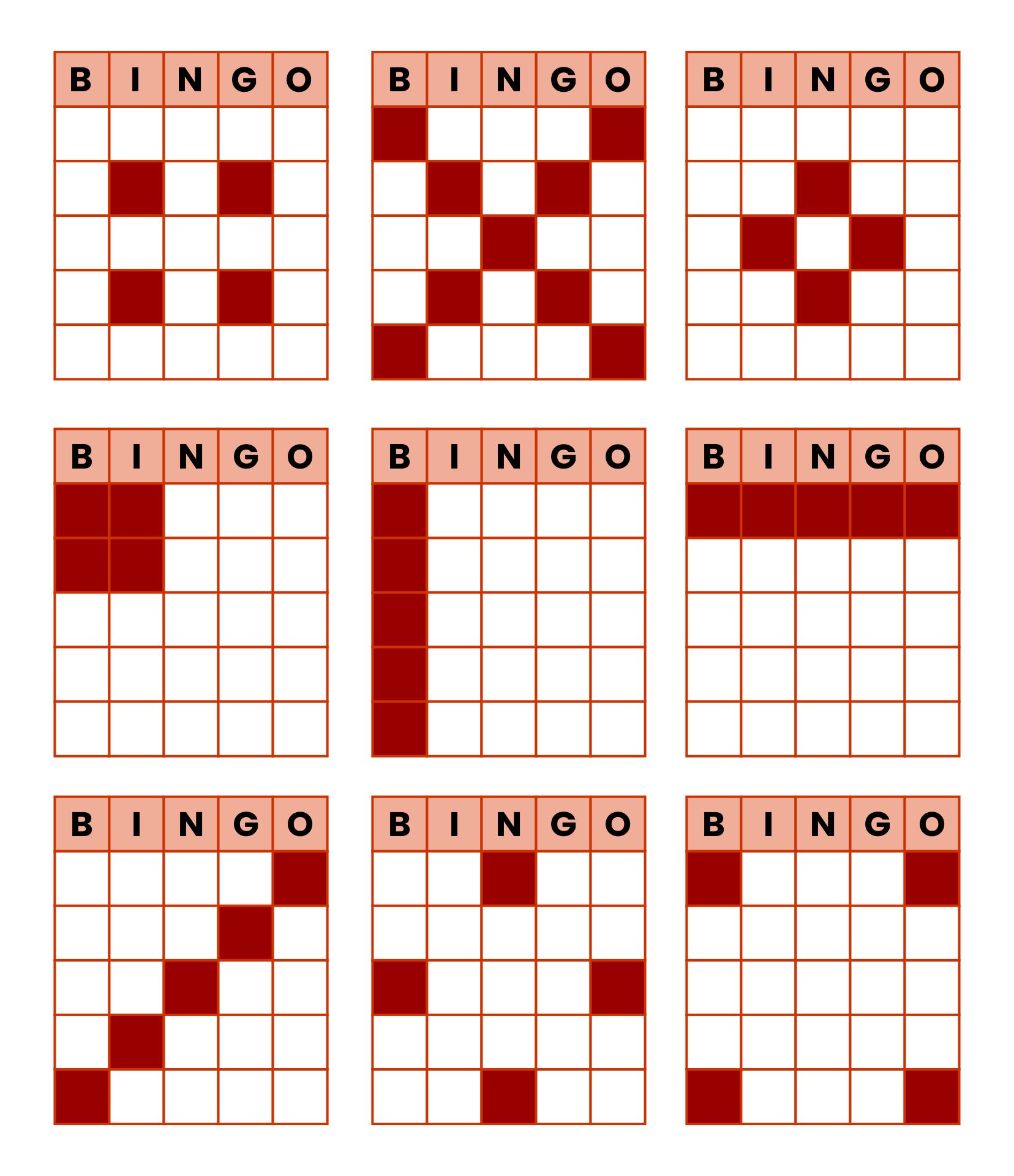 Printable Bingo Patterns