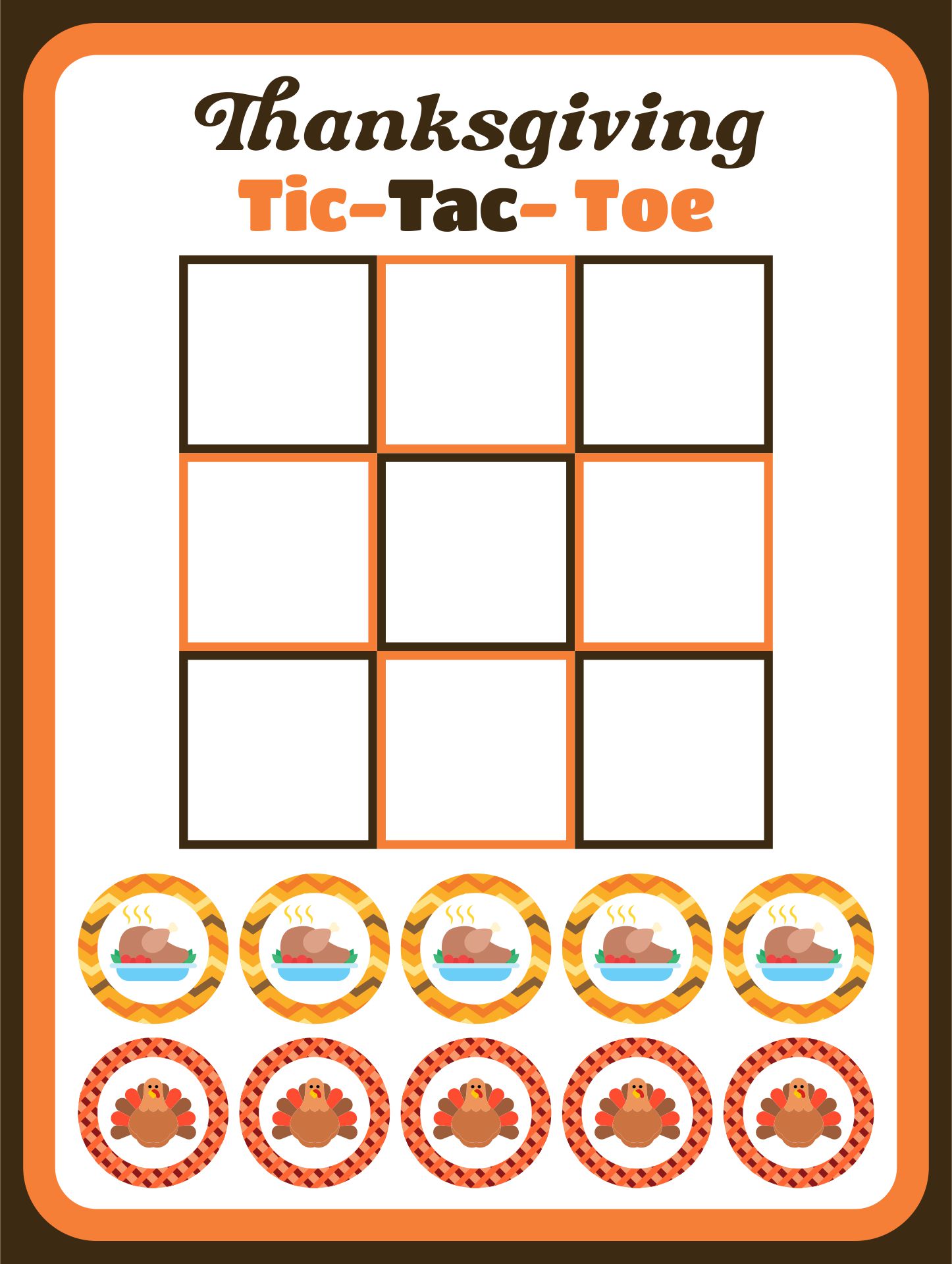 Thanksgiving Tic Tac Toe Printable Sheets