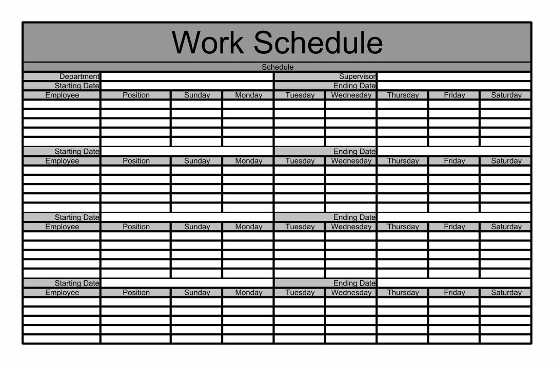 Printable Monthly Work Schedule Template