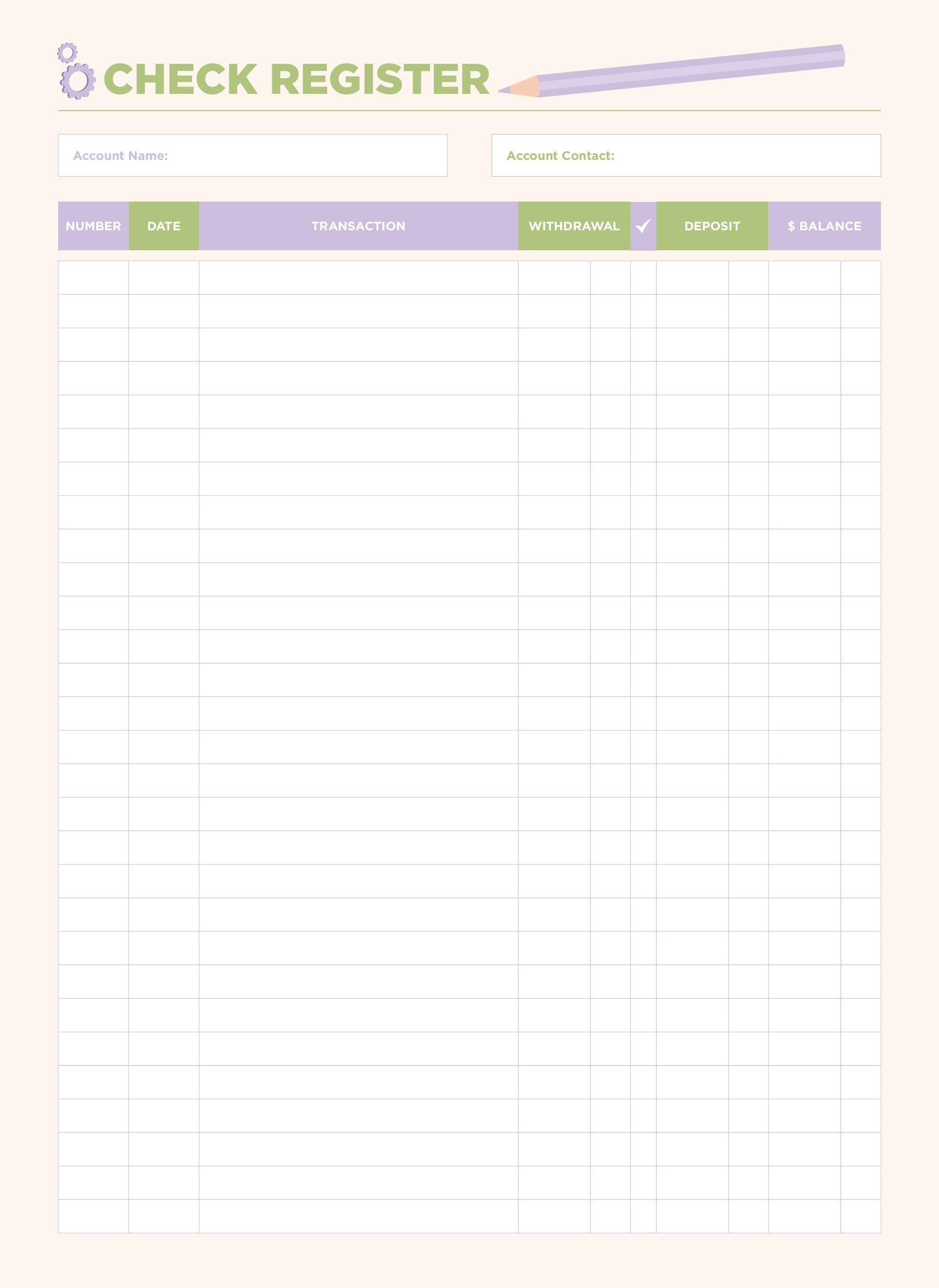  Printable Check Register