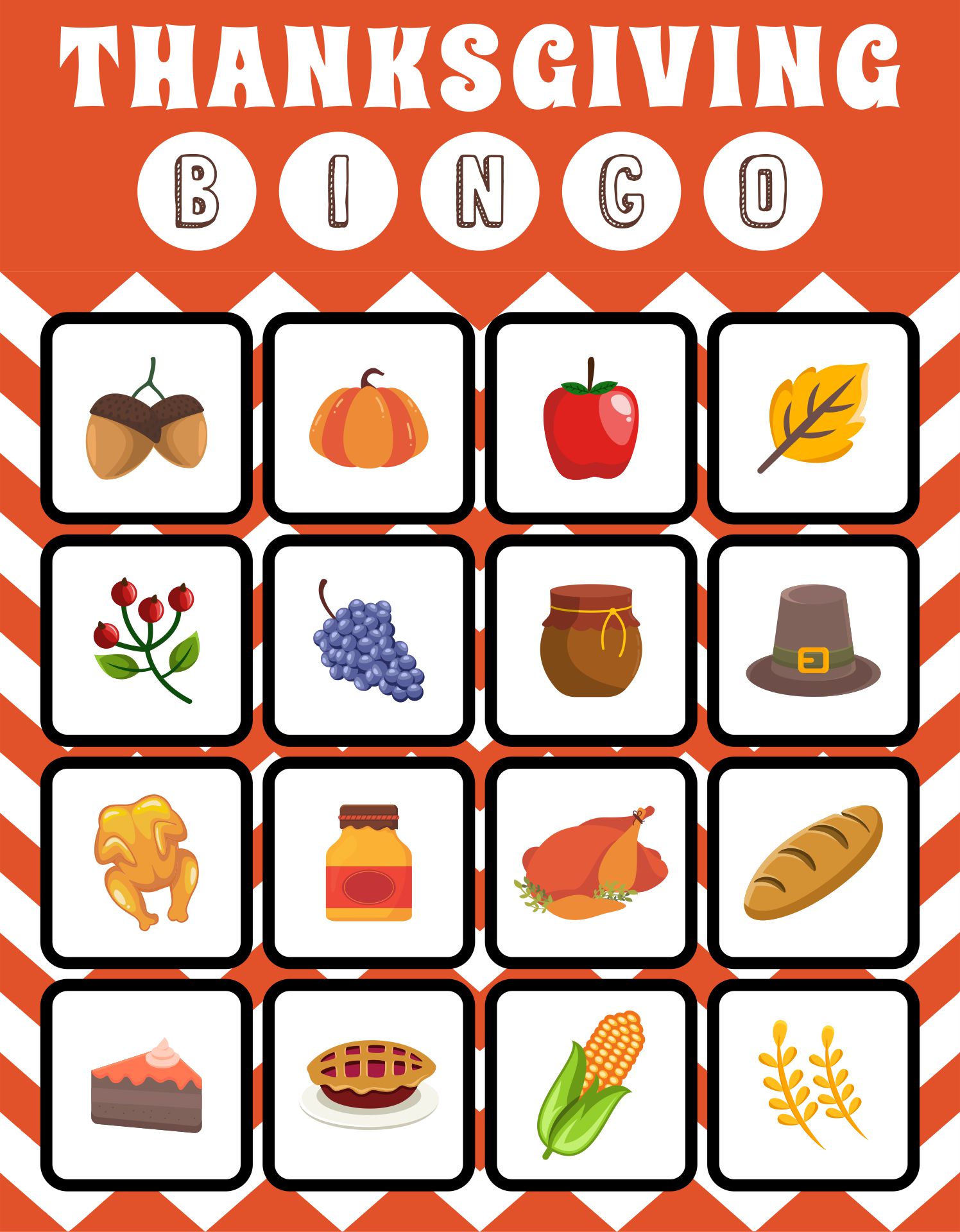 Printable Thanksgiving Bingo Cards