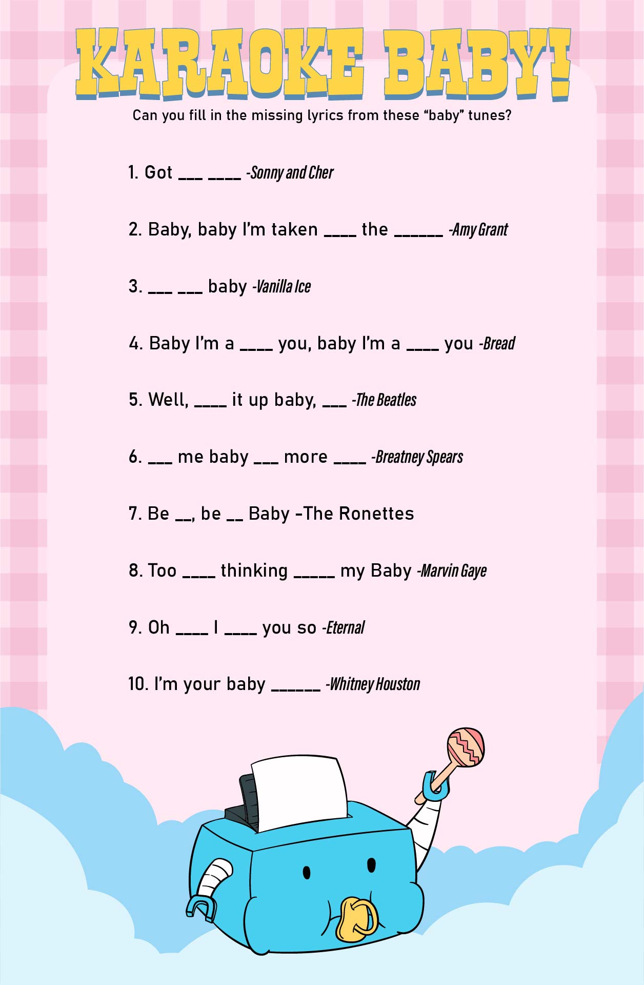 Fun Baby Shower Games Printable