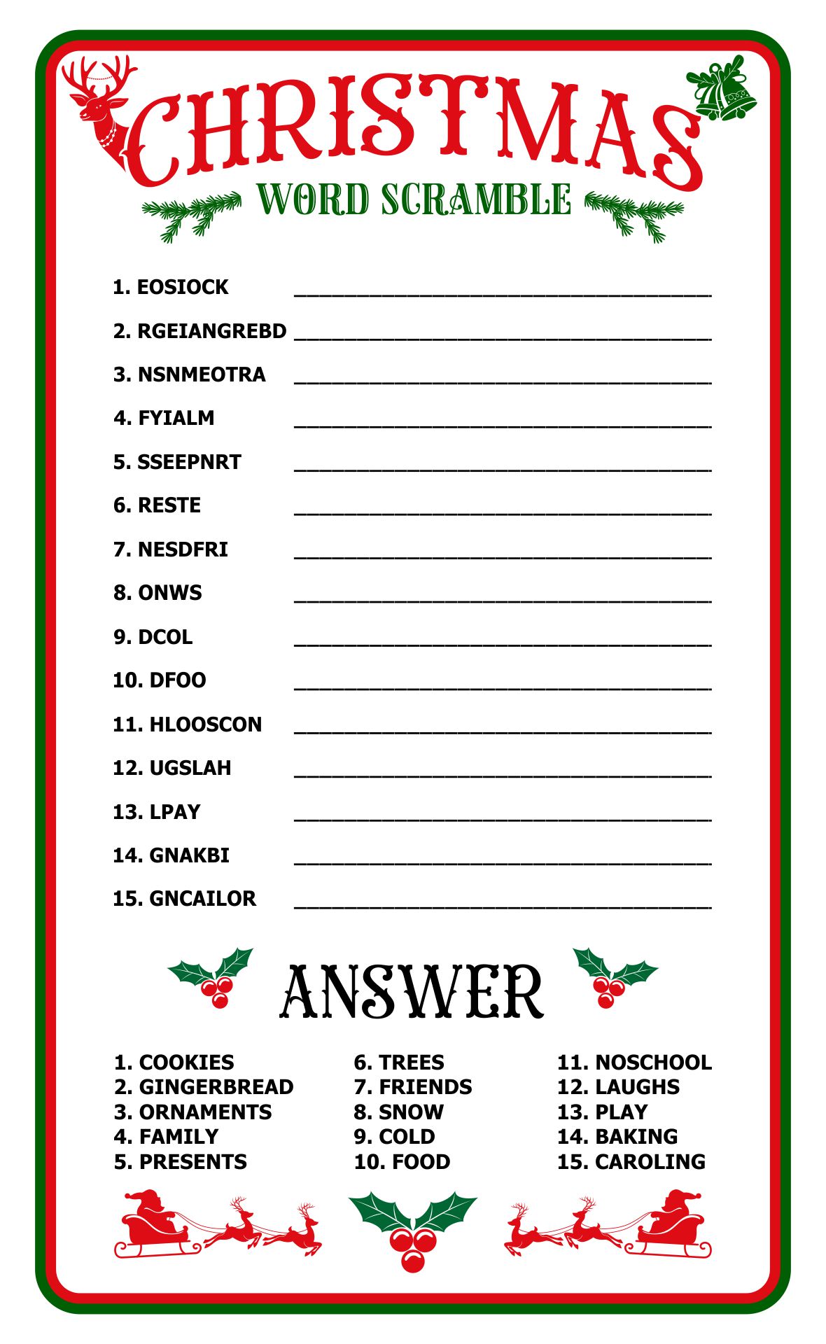 5 Best Printable Christmas Word Scramble Answersheet PDF for Free at ...