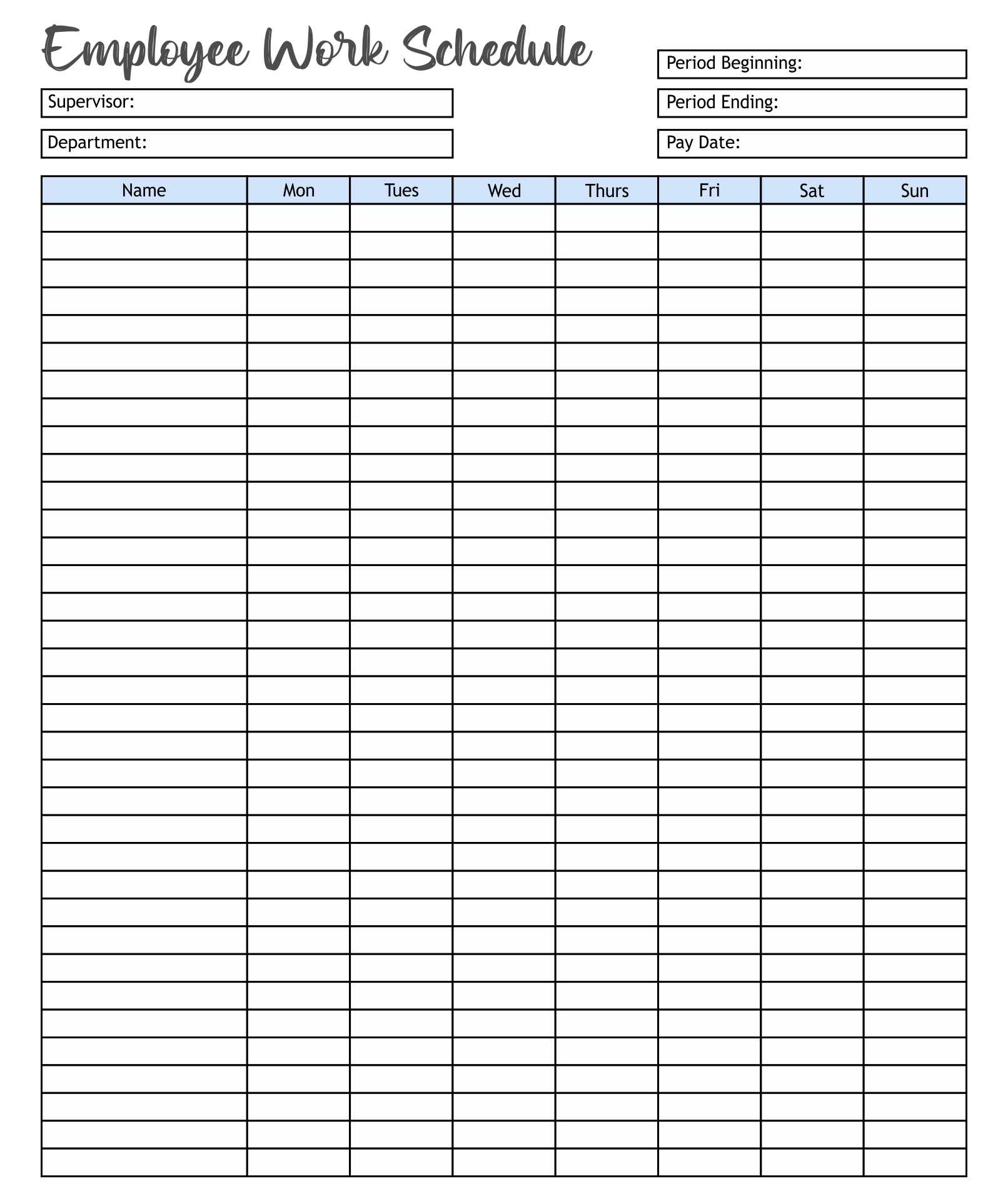 10 Best Printable Work Schedule PDF for Free at Printablee