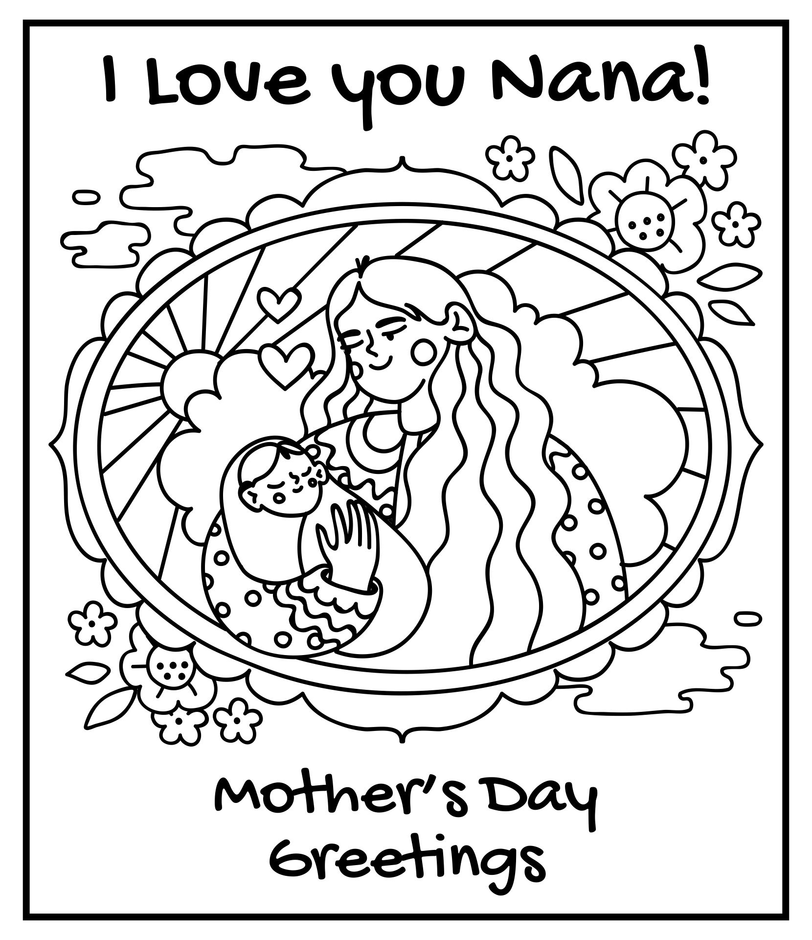 Printable Mothers Day Cards to Color for Kids