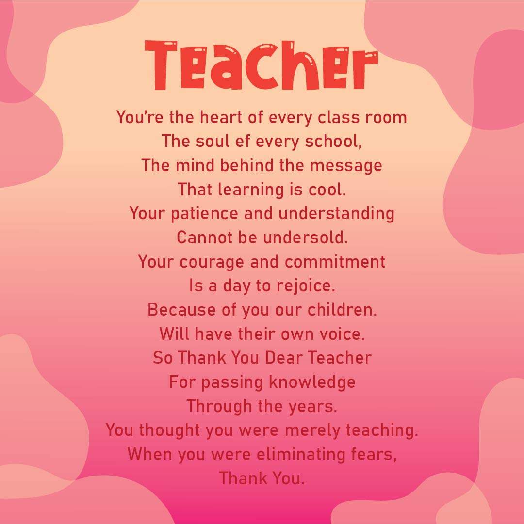 Thank You Poems Special Teachers