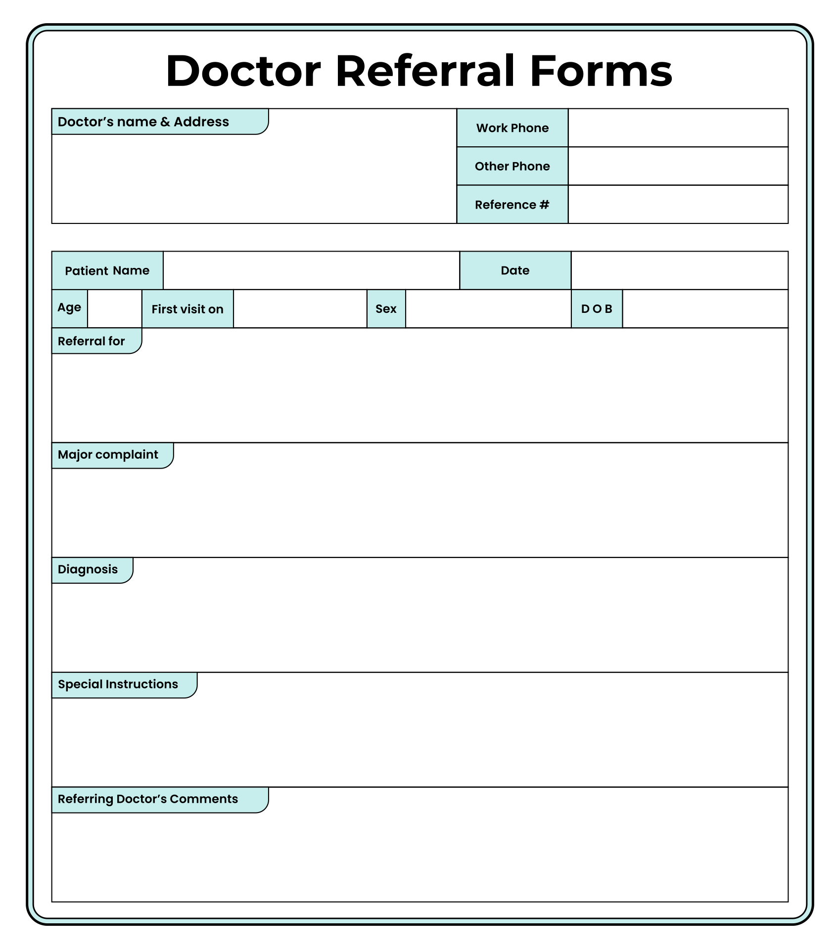 Blank Printable Doctor Referral Forms