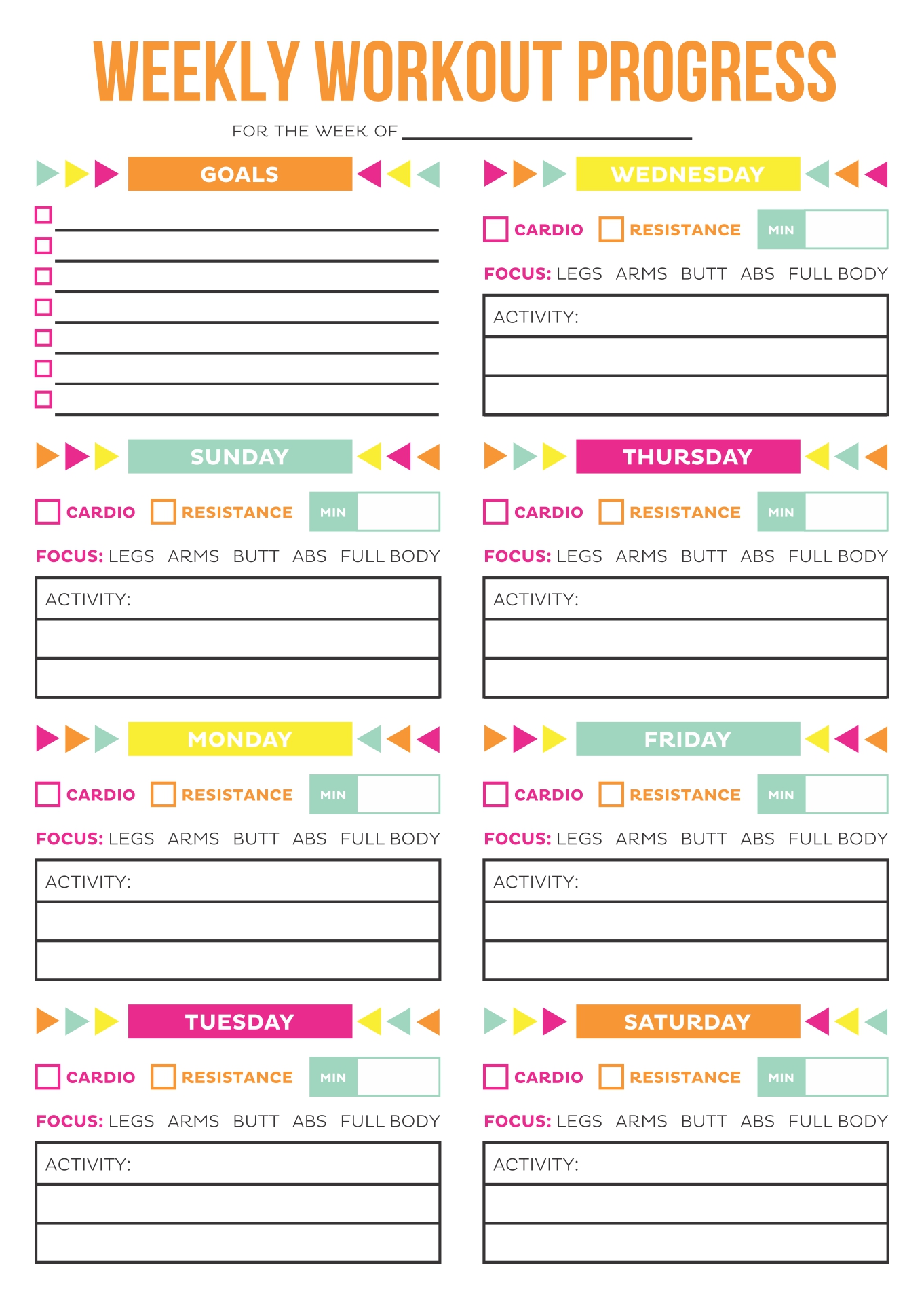 Fitness Weight Loss Tracker Printable