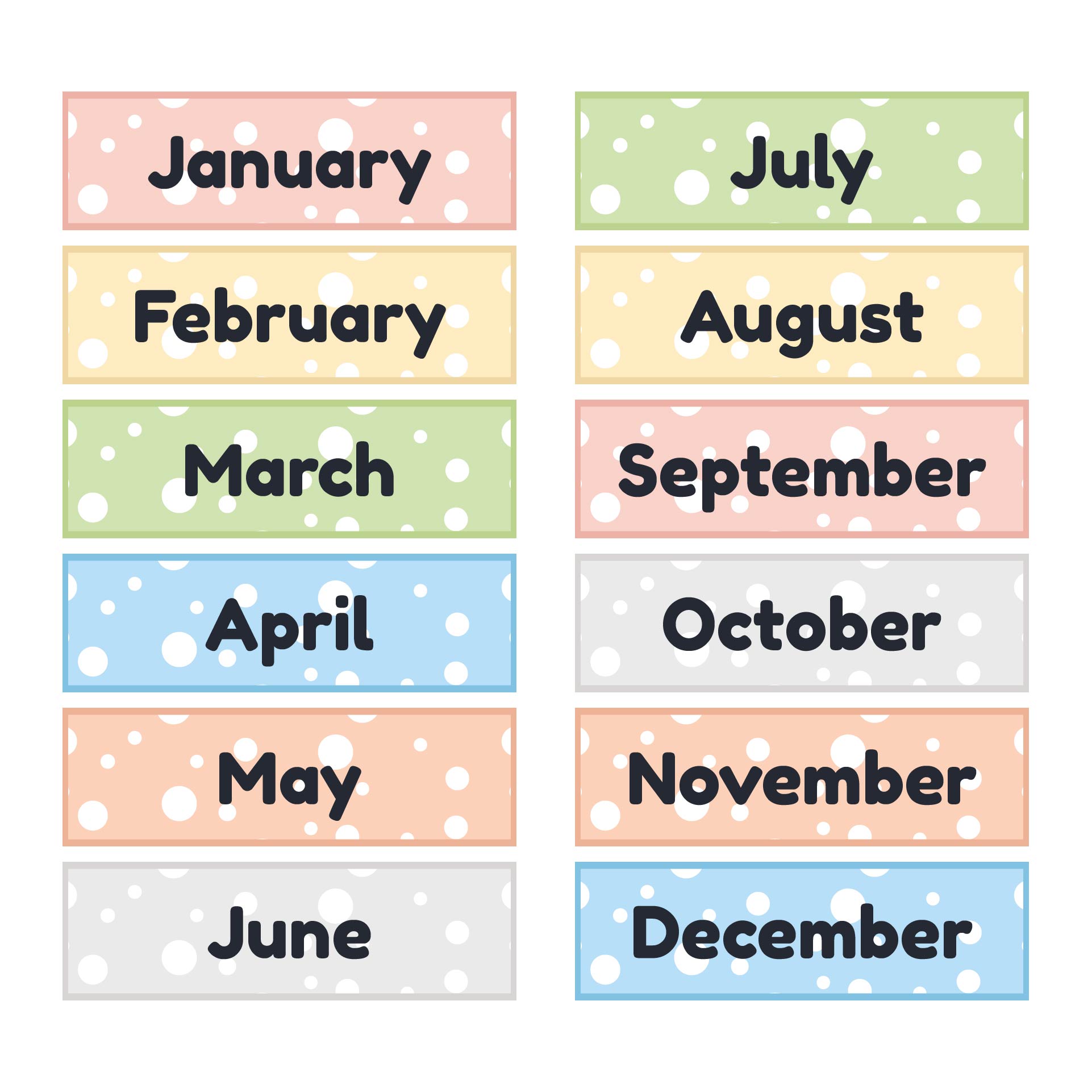 Printable Calendar Headers Months