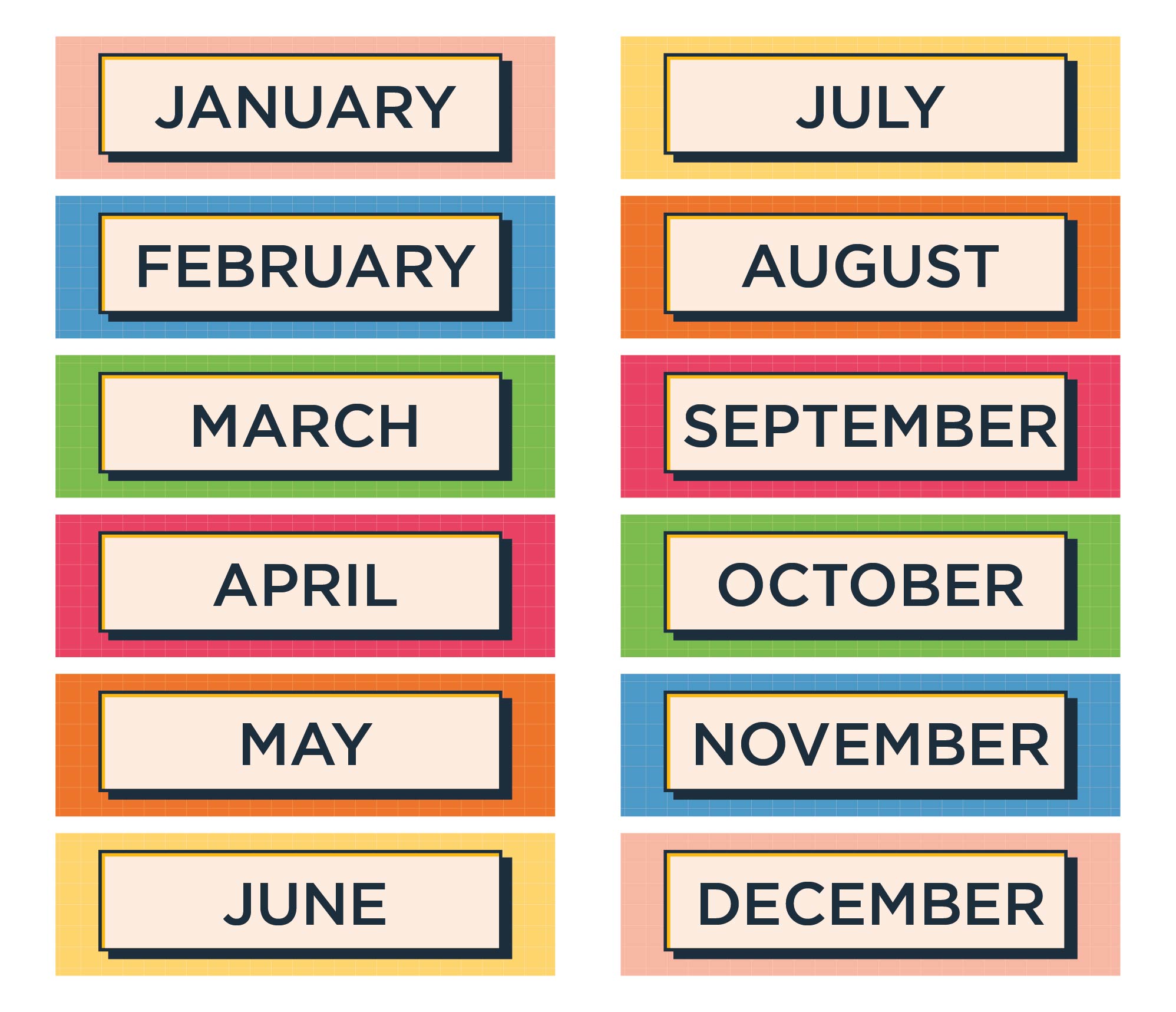 Printable Calendar Headers