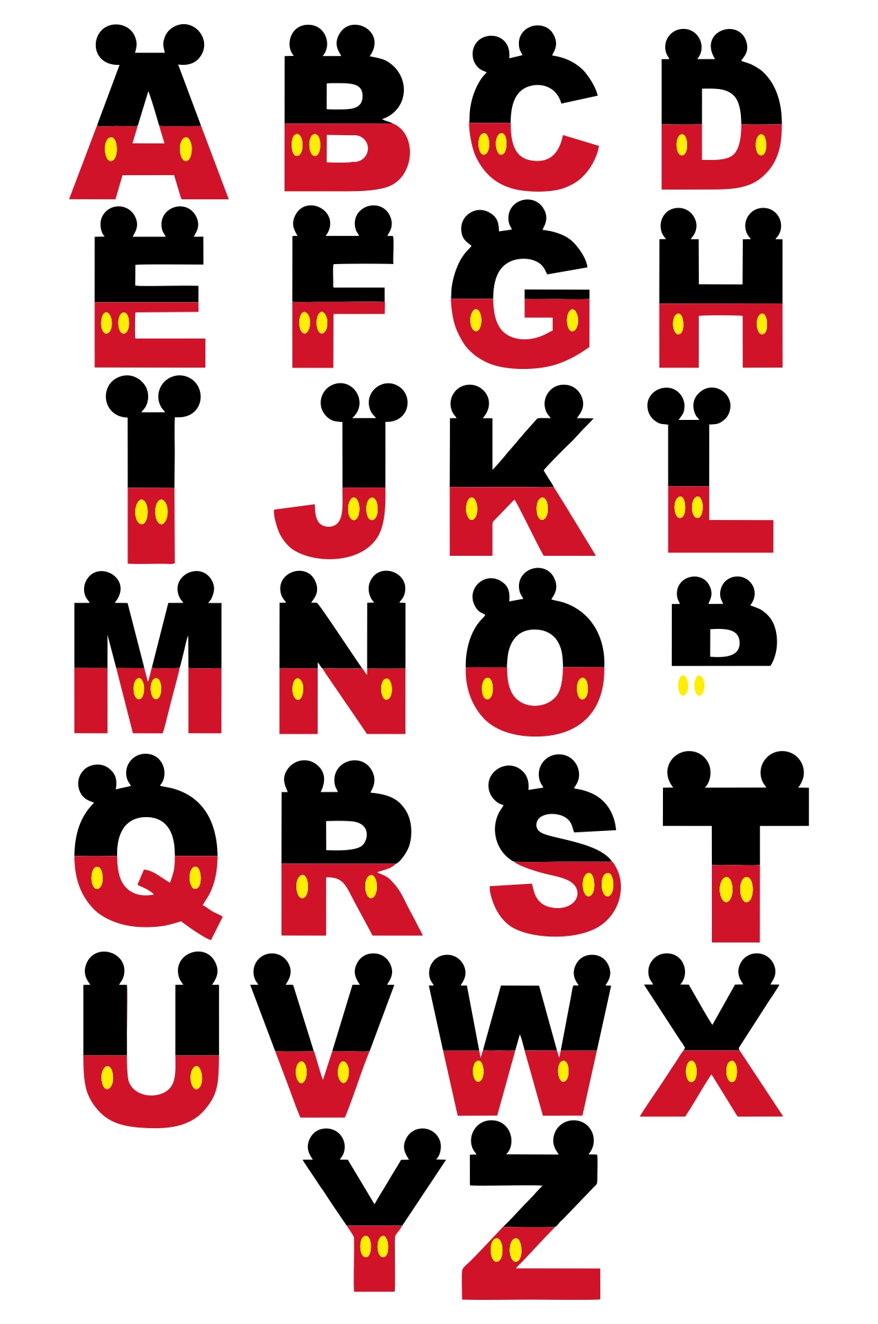 Free Printable Mickey Mouse Alphabet Letters