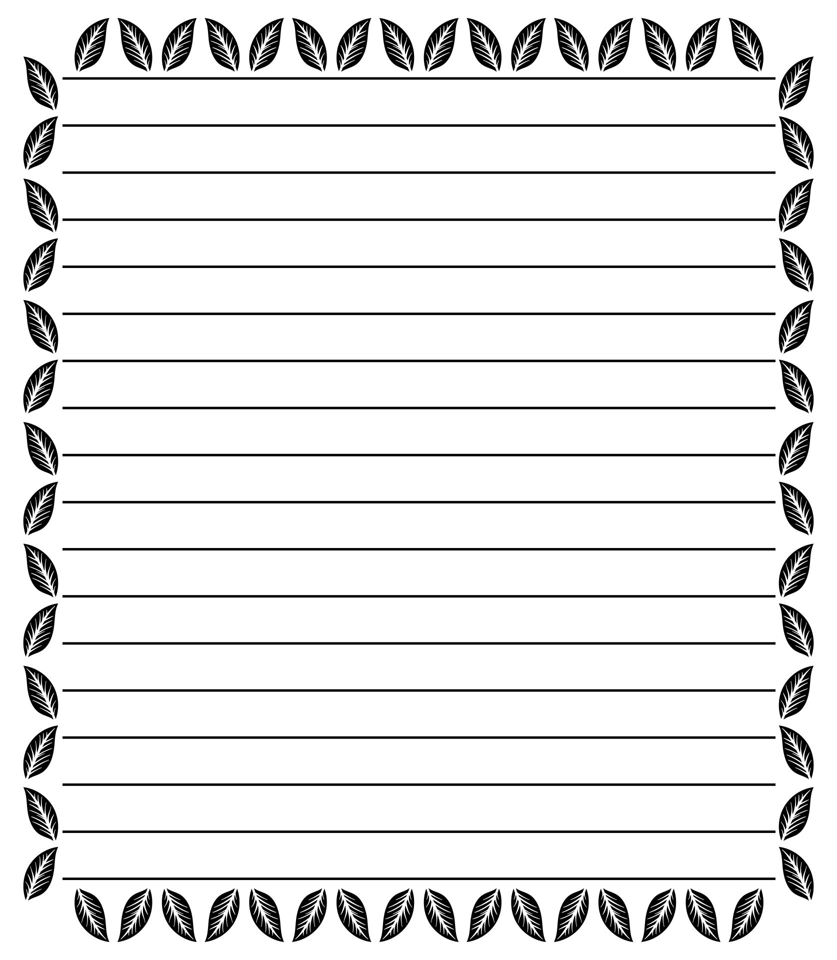 Printable Lined Stationery Paper Black and White