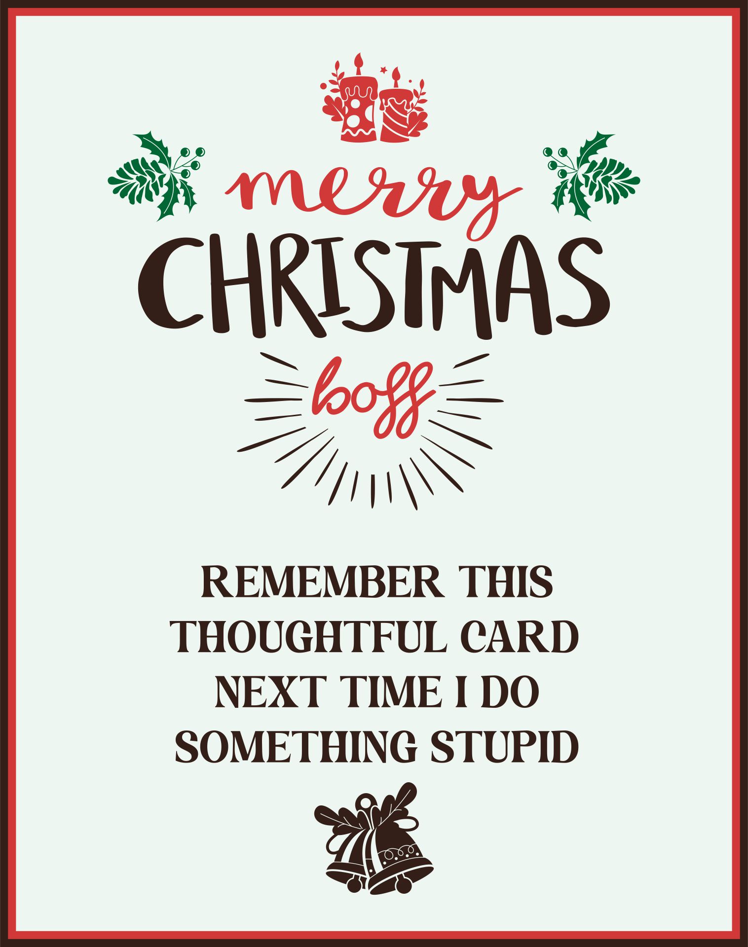 Printable Christmas Cards for Boss