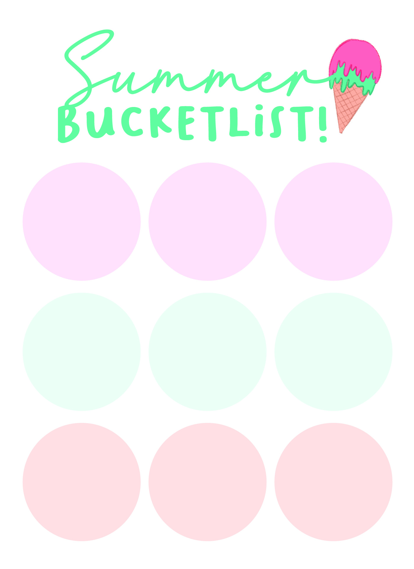 Bucket List Printable Create Summer