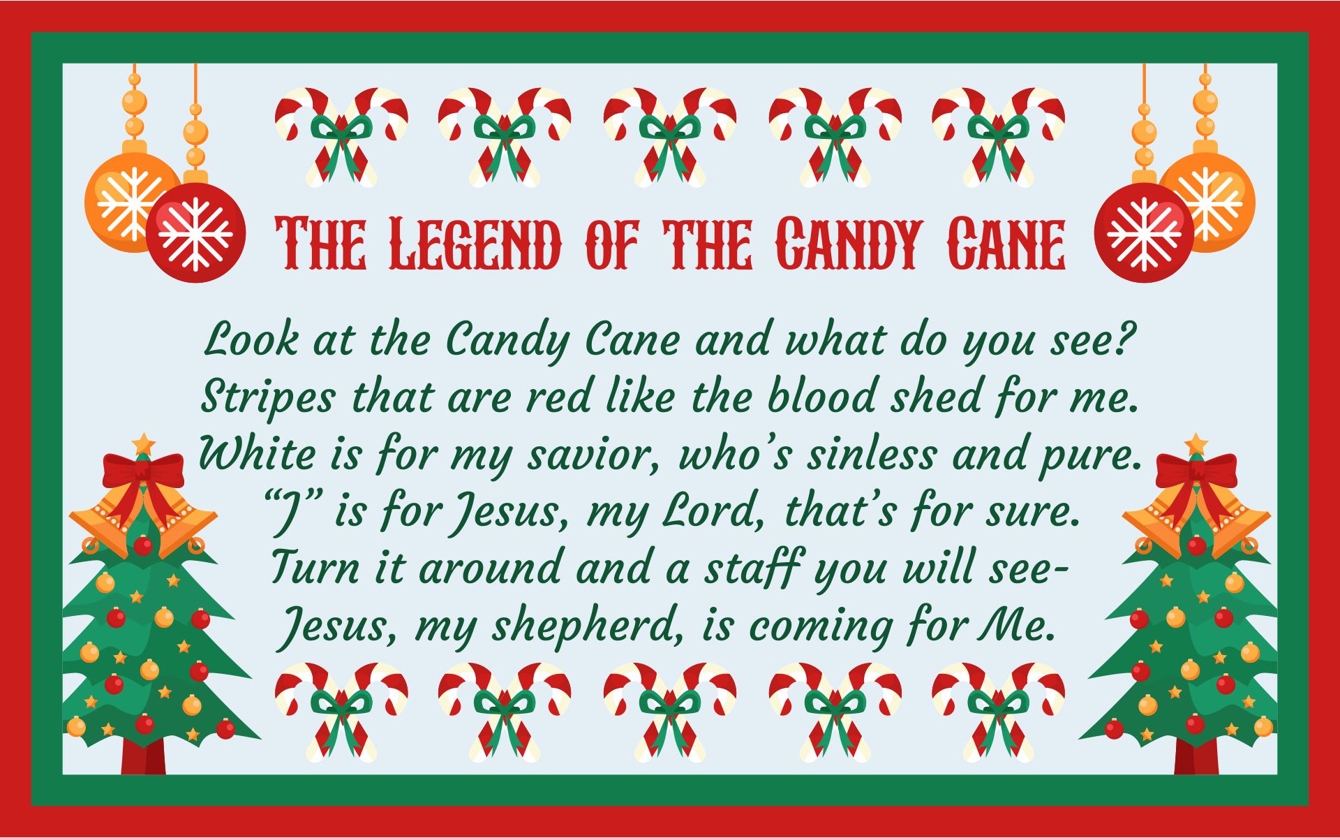 Legend of the Candy Cane Story Printable