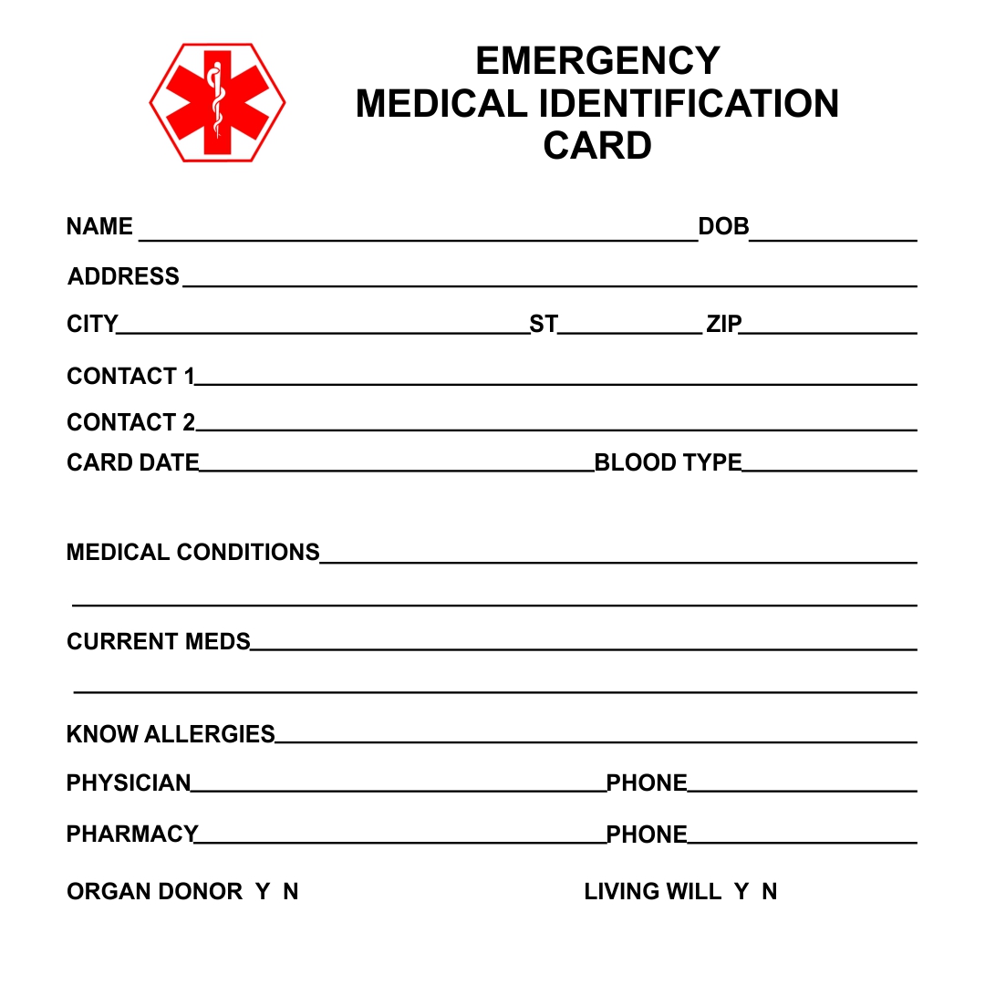 22 Best Free Printable Medical Cards - printablee.com Pertaining To Medical Alert Wallet Card Template