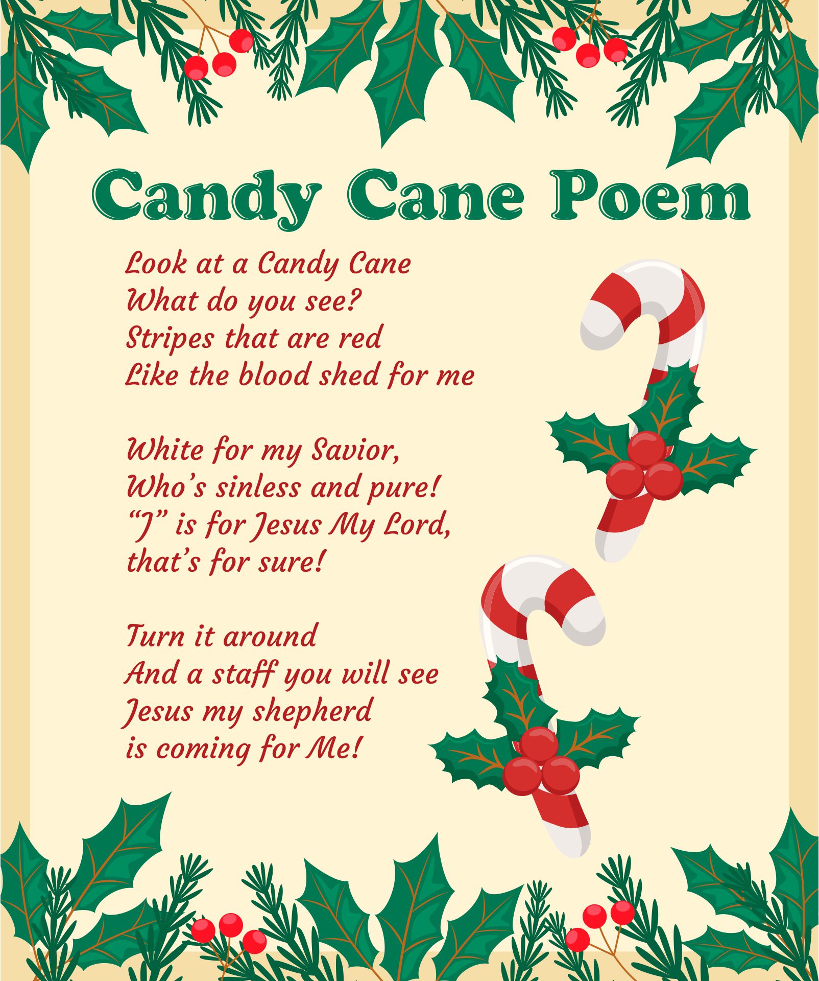 Printable Candy Cane Legend Poem
