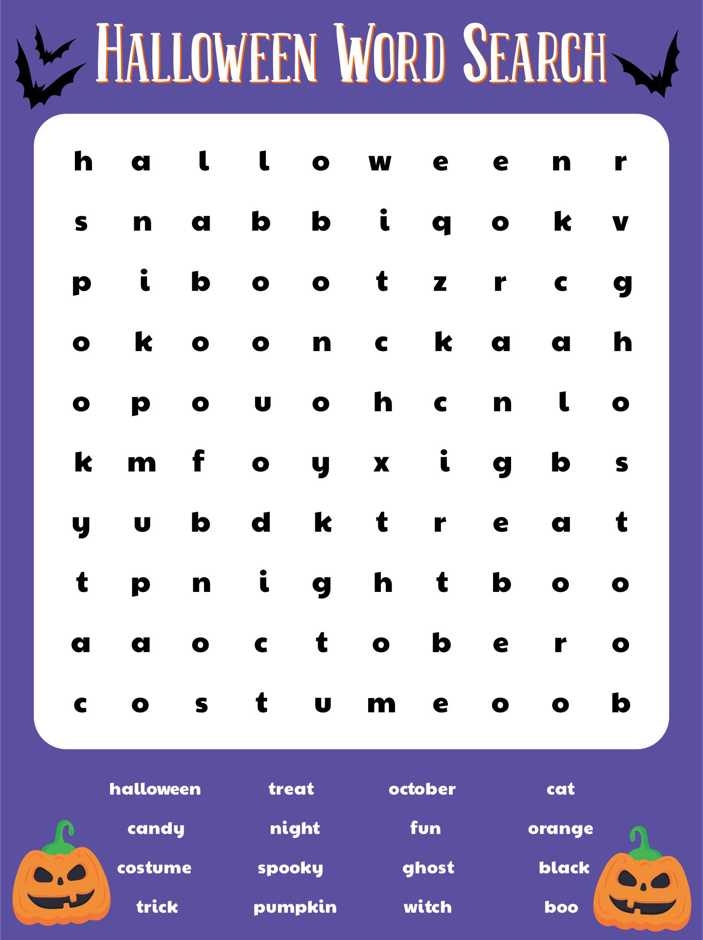  Printable Halloween Word Search Puzzles