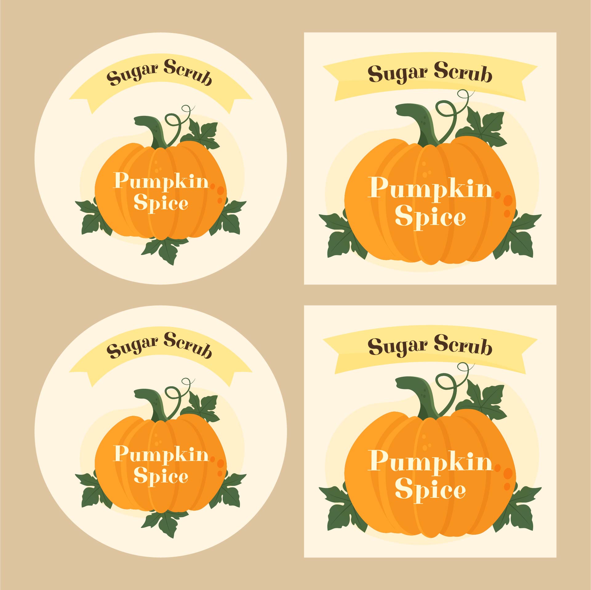 Pumpkin Spice Sugar Scrub Labels