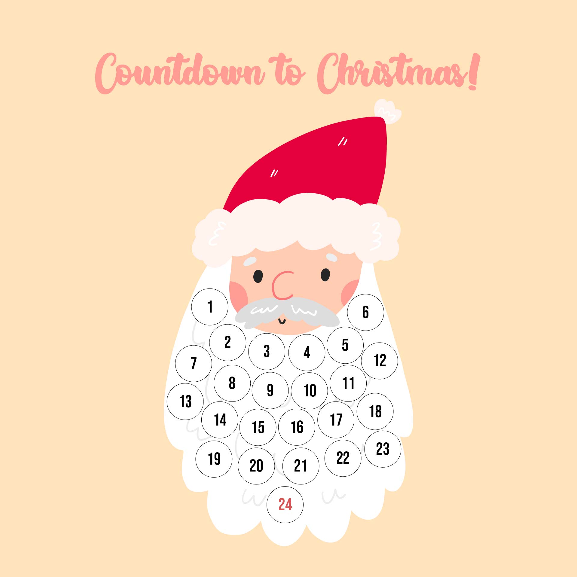 Santa Beard Countdown to Christmas Craft