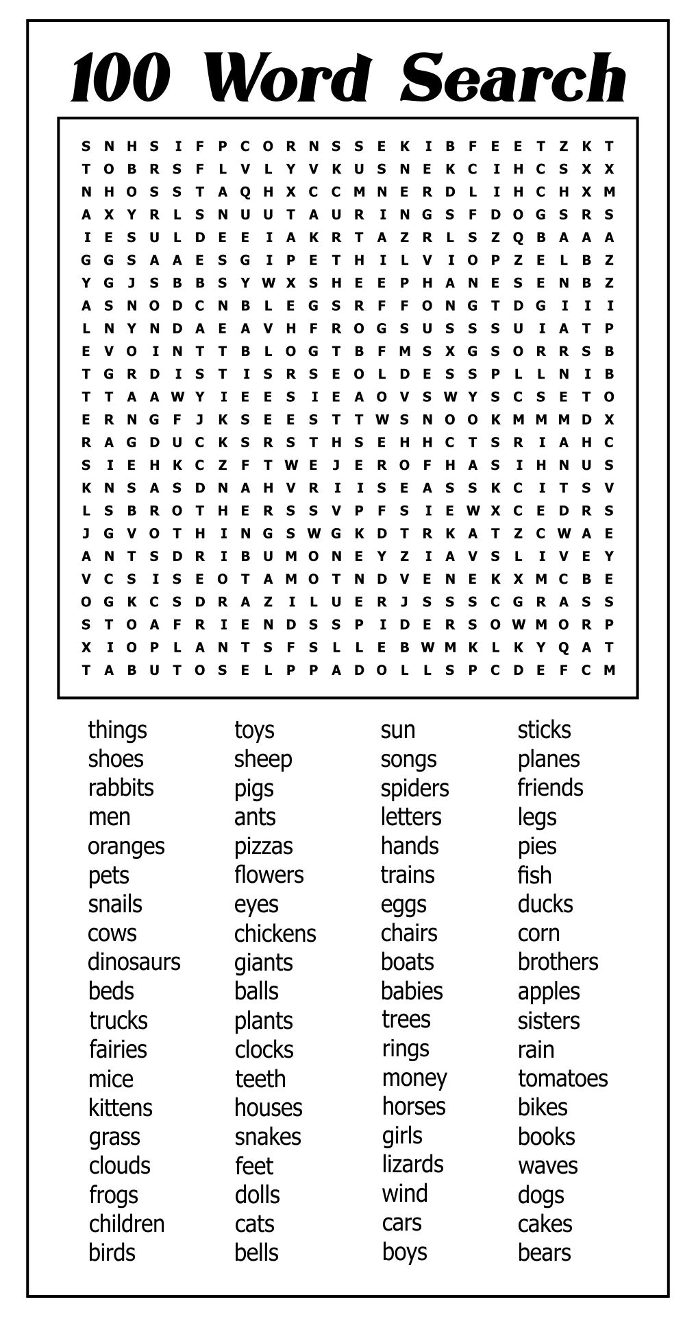 Large Printable Word Search