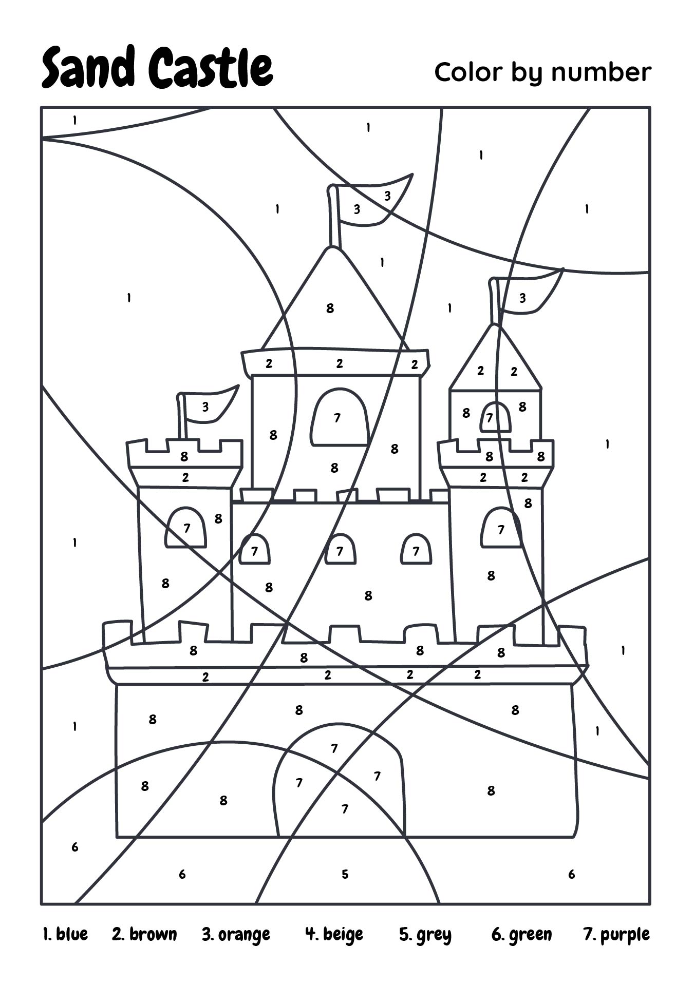 Castle Color by Number Worksheet