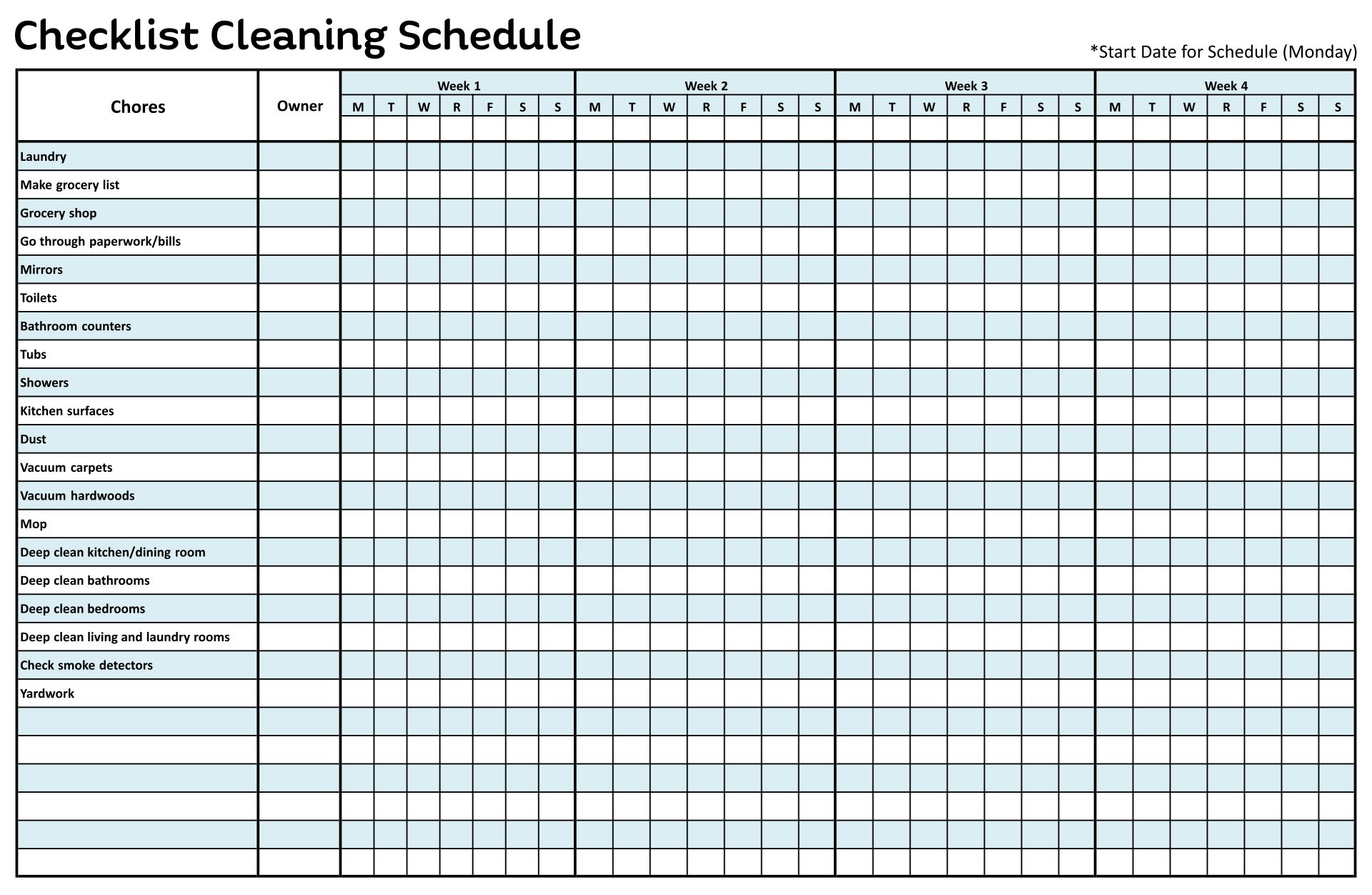 Fall Church Cleaning Checklist Printable