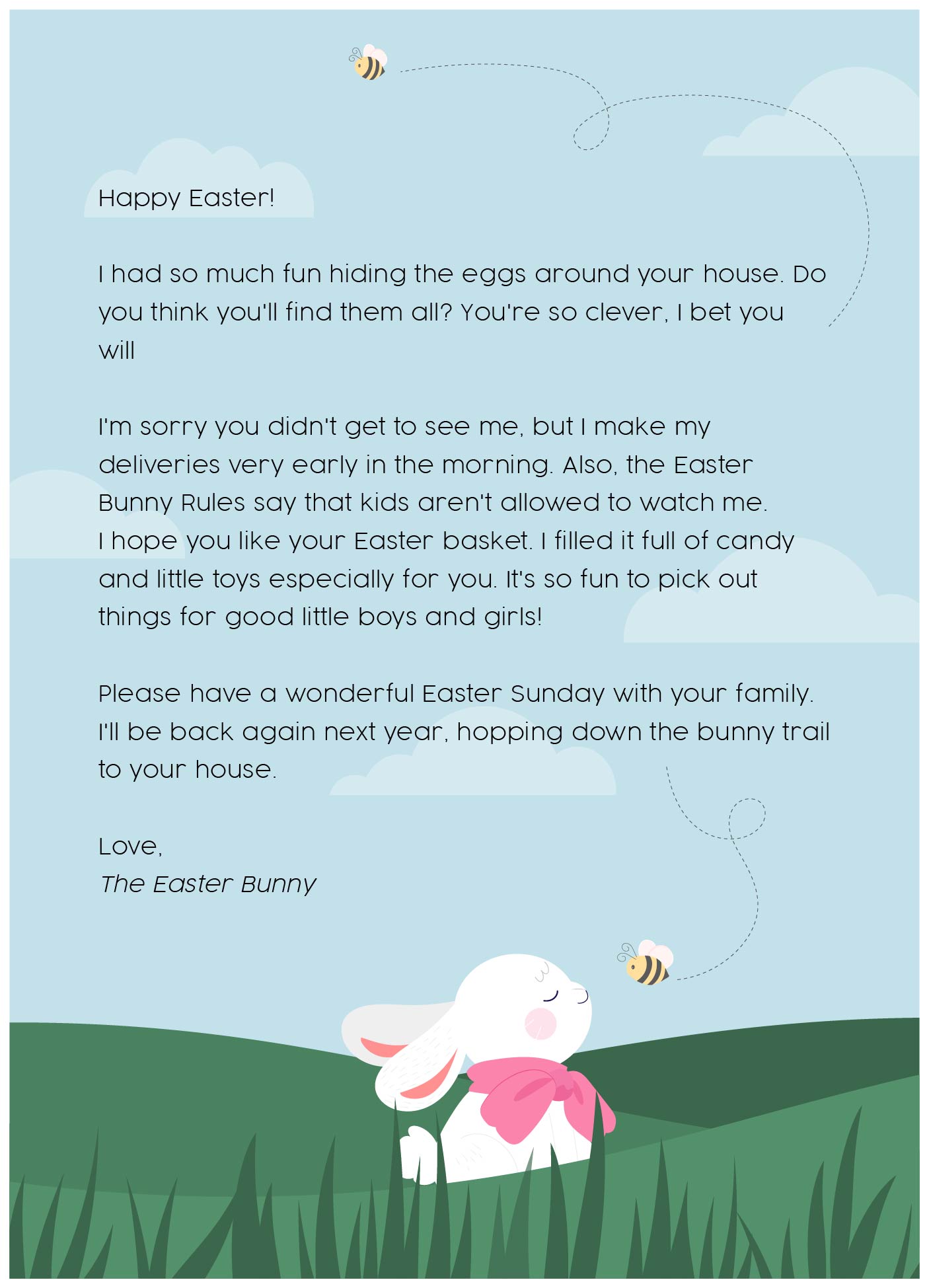 Easter Bunny Letter Free