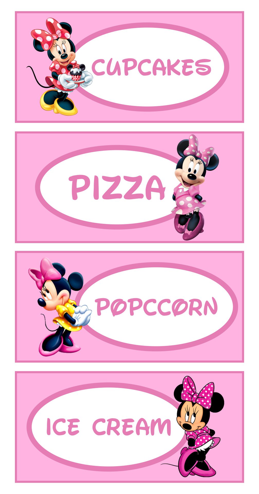 Minnie Mouse Food Labels