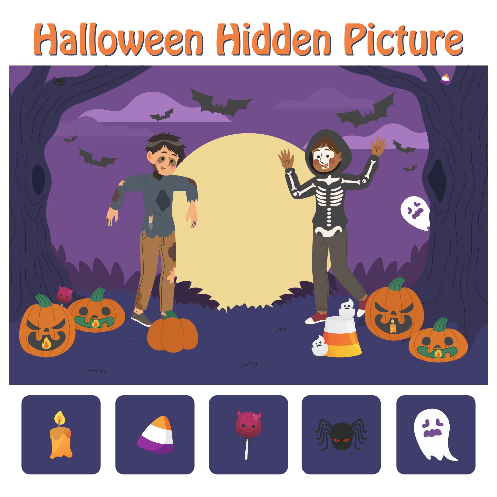 Printable Halloween Hidden Object Puzzles
