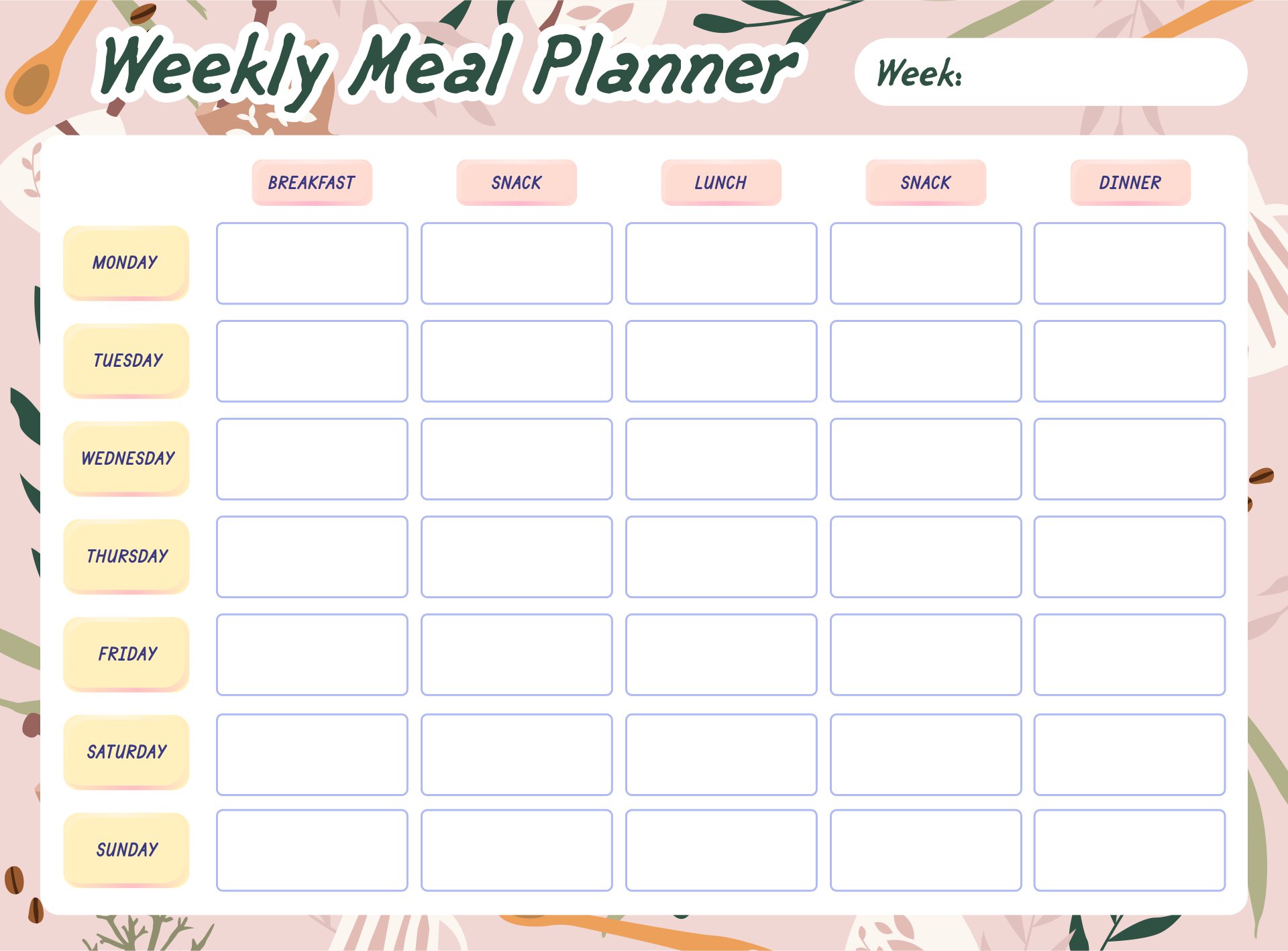 10 Best Printable 7 Day Food Log 5 Meals A Day PDF For Free At Printablee