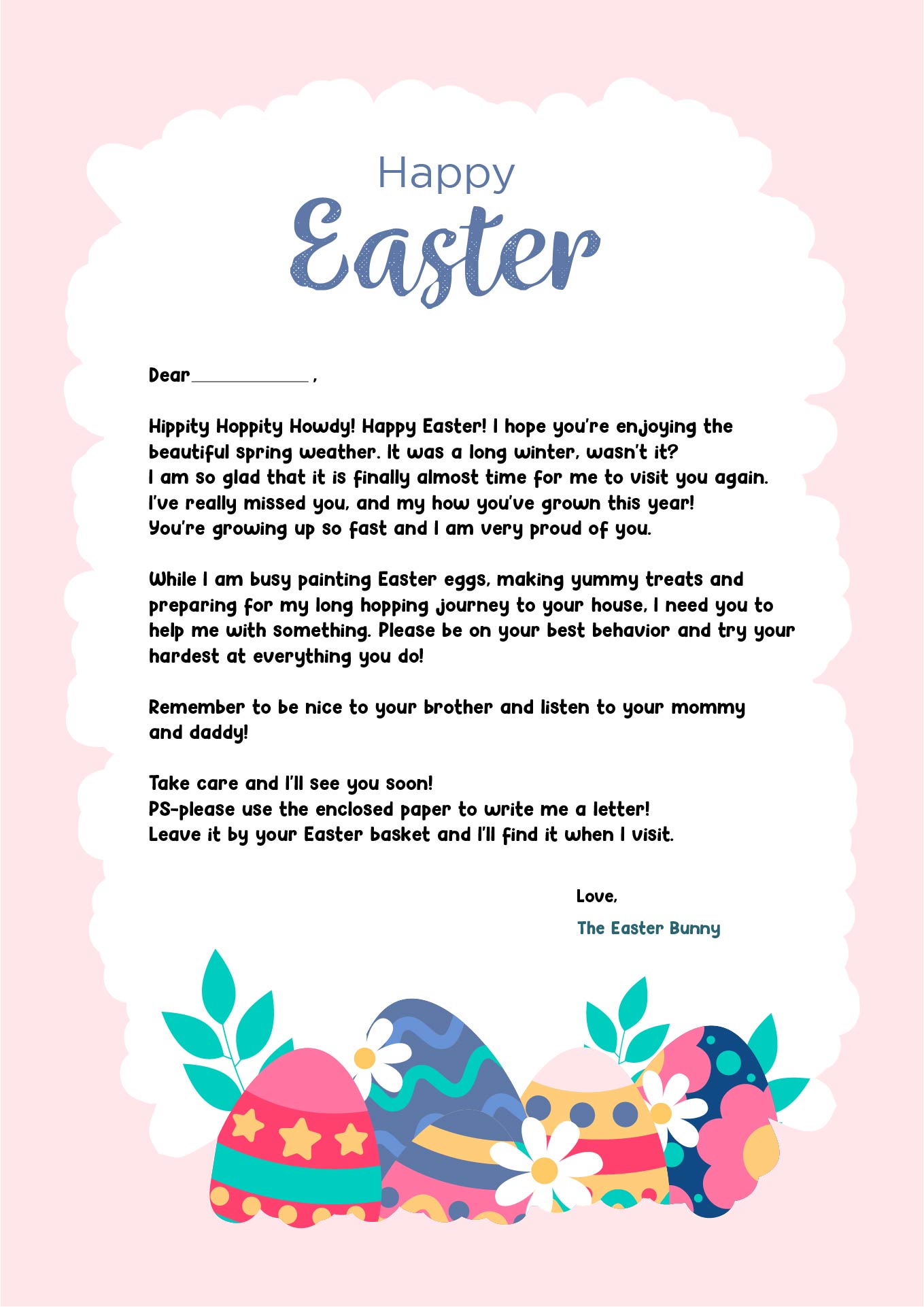 Letter From Easter Bunny to Children