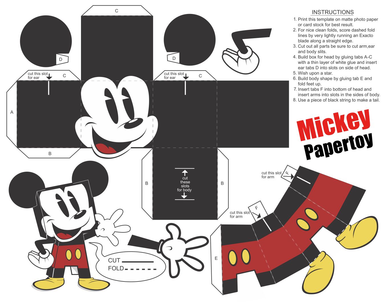 Mickey Mouse 3D Printable Paper Template
