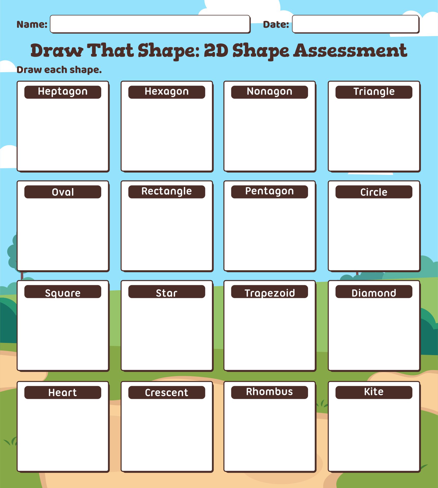 Preschool Shape Assessment Printable
