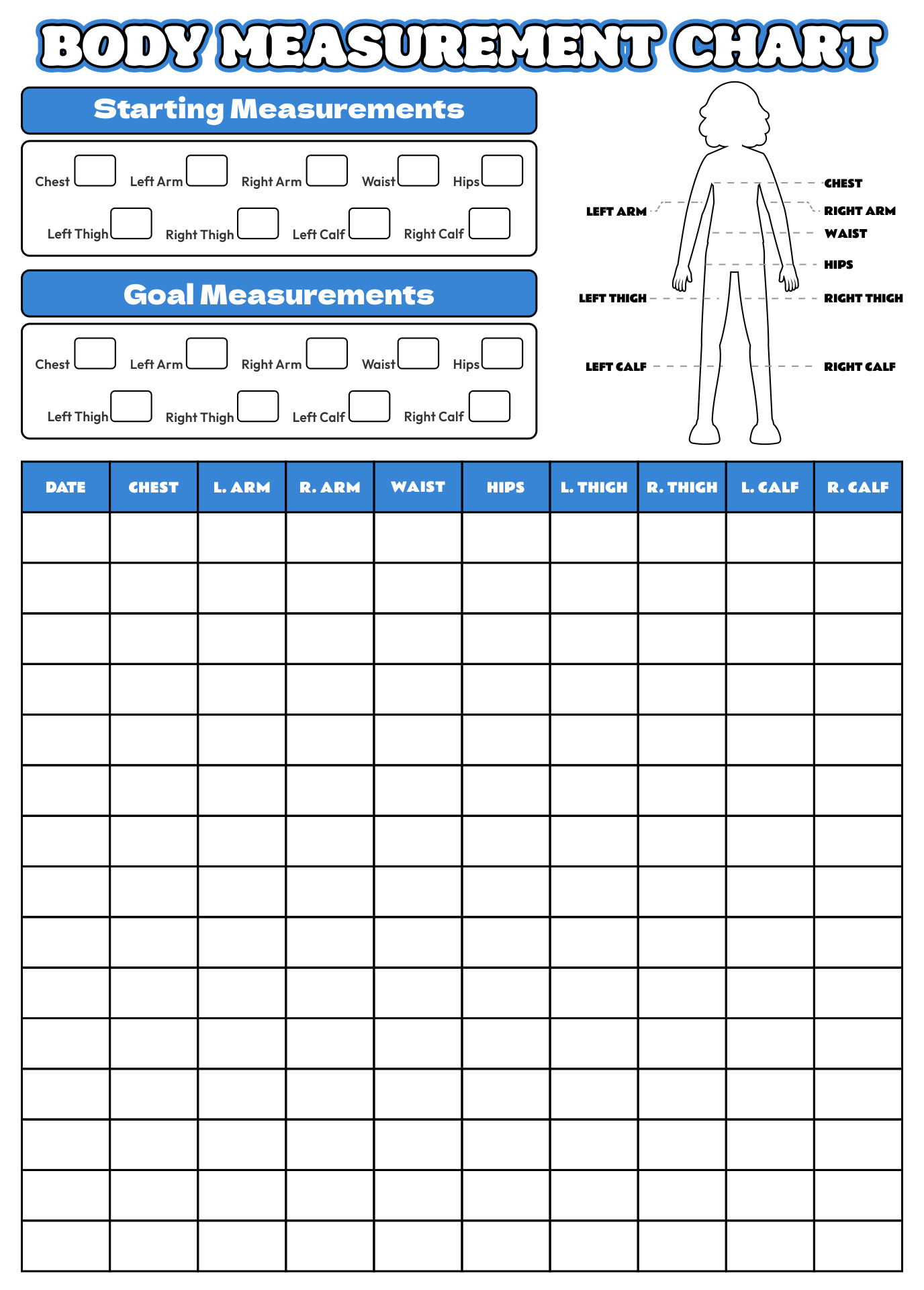 Height And Body Measurement Chart