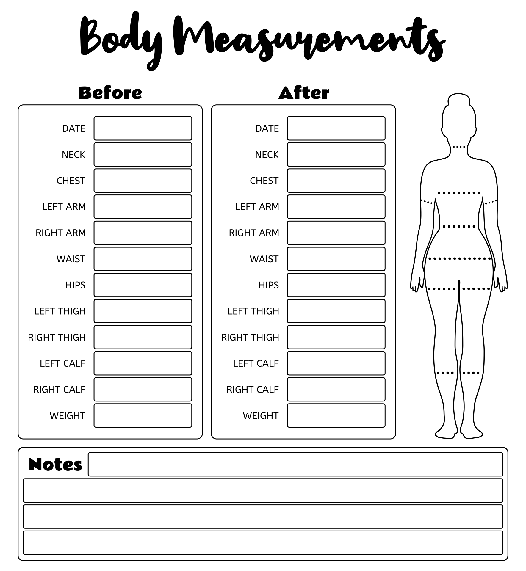 Female Printable Body Measurement Chart - Freebie Finding Mom