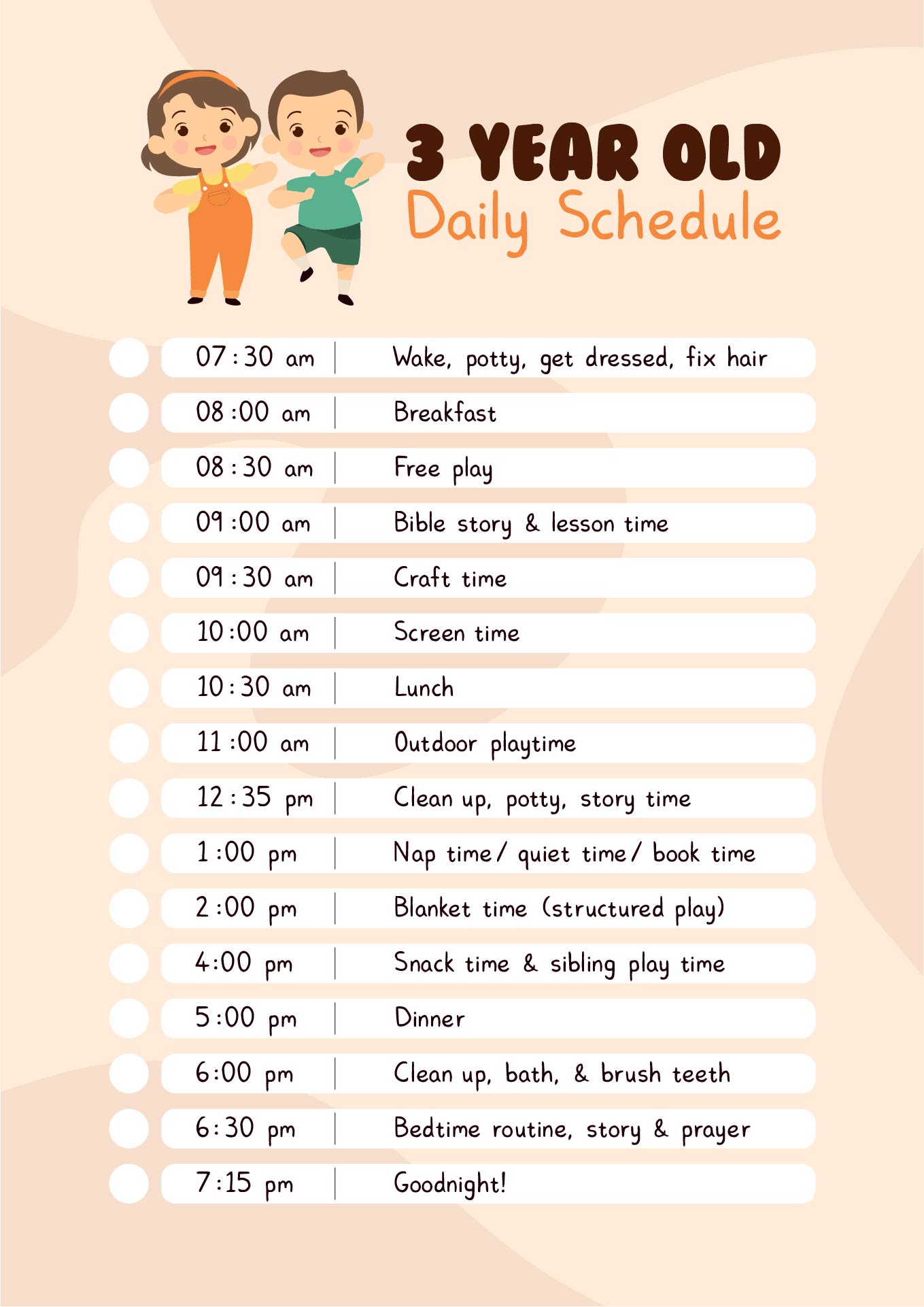 3 Year Old Daily Schedule at Home