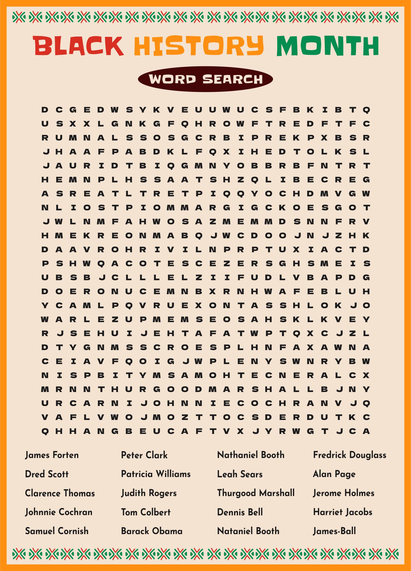 Black History Month Word Search