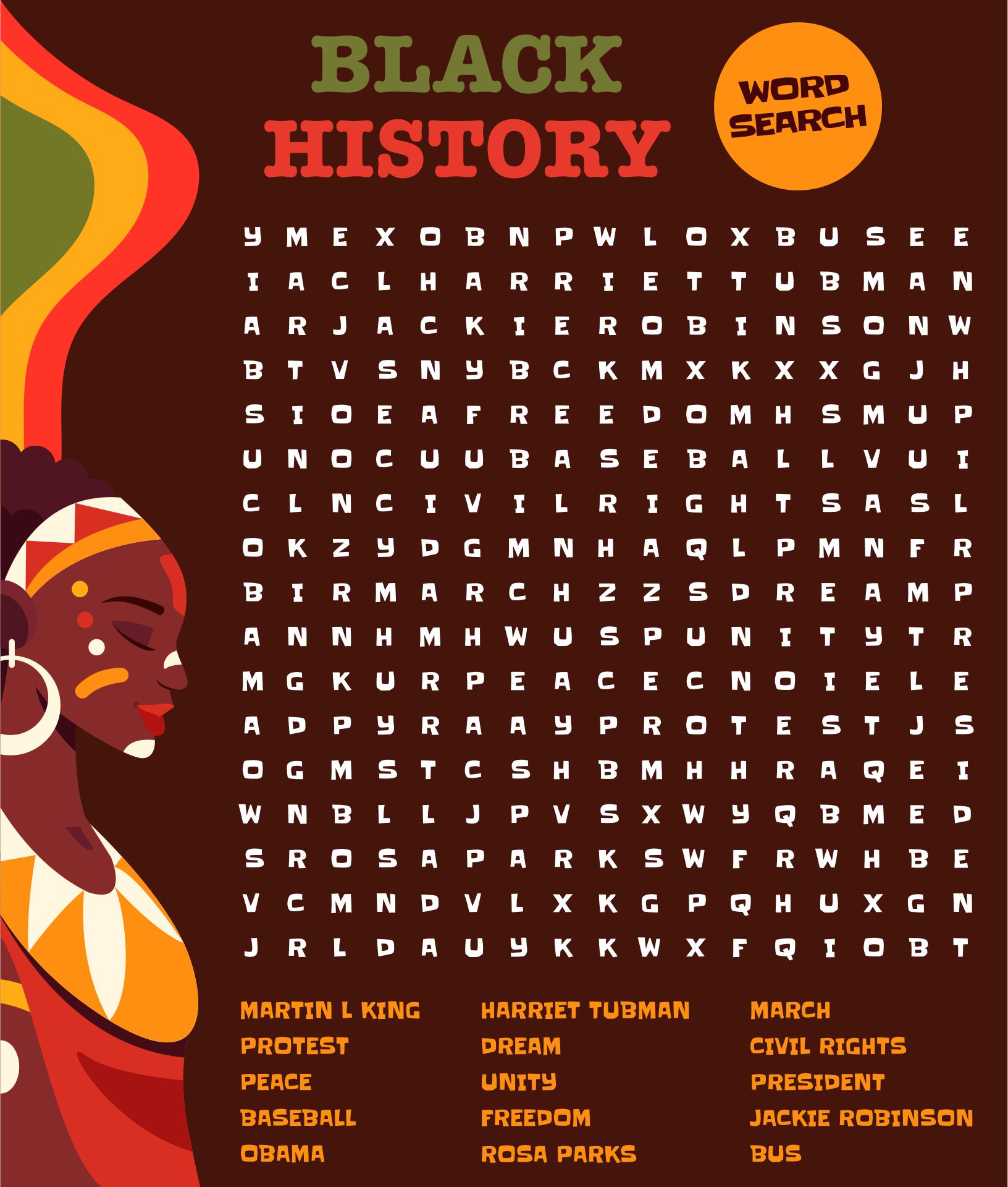 Black History Word Search Puzzles