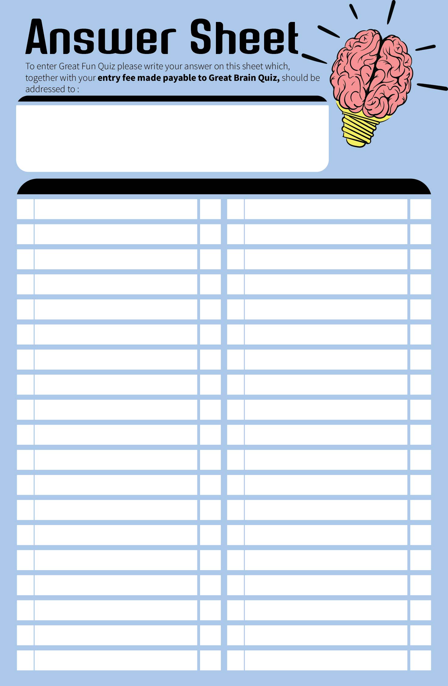 Blank Answer Sheet Template 22 2200 Ovrah