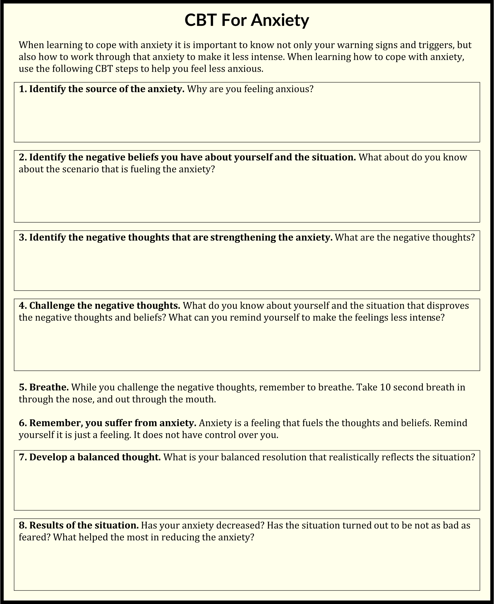 Cognitive Therapy Worksheets