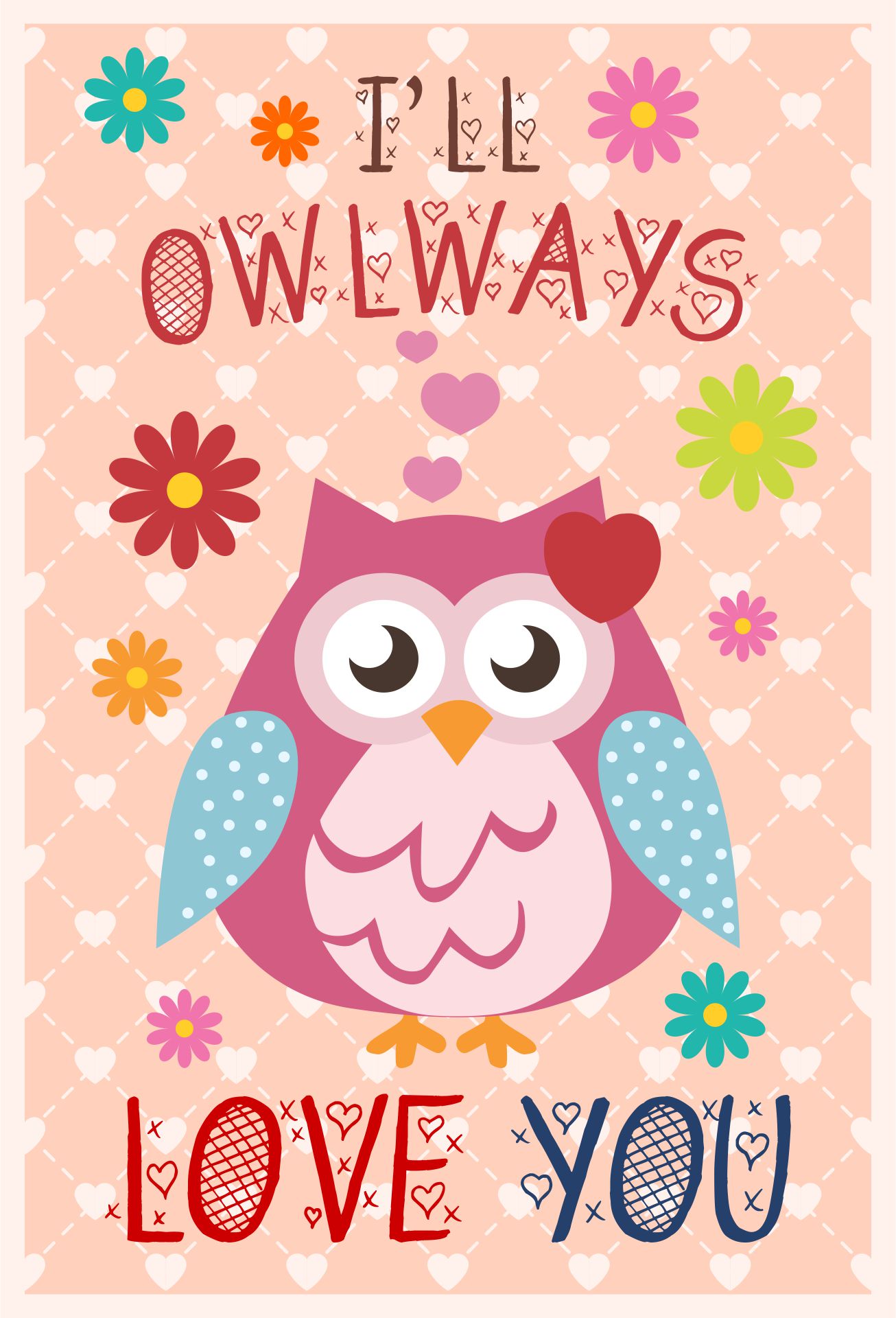 Cute Owl Valentine Card Printable