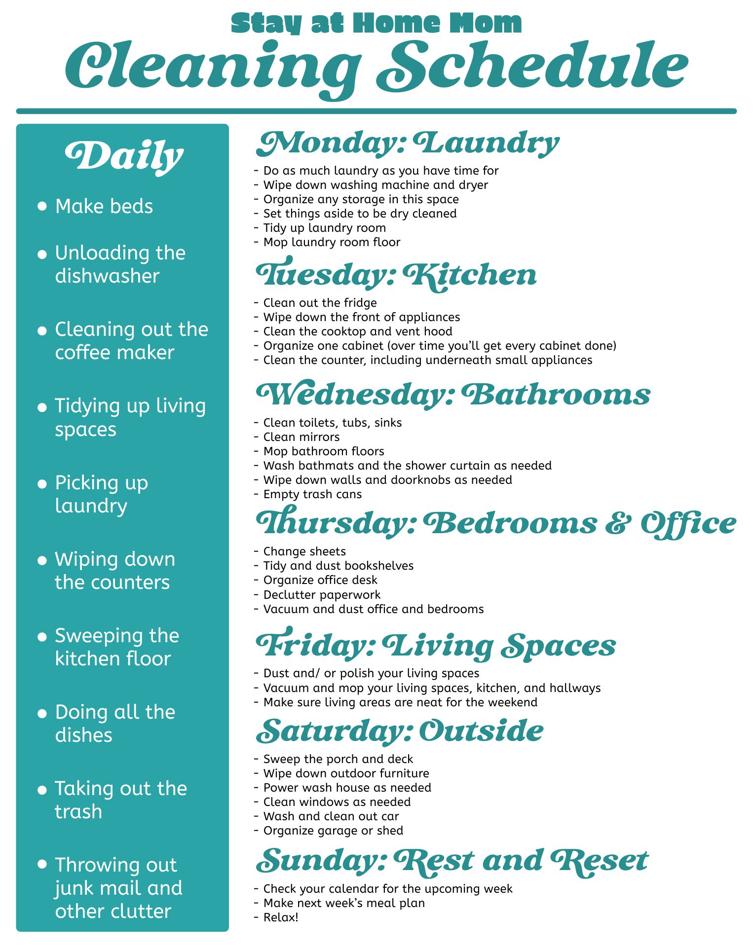 Daily Cleaning Schedule