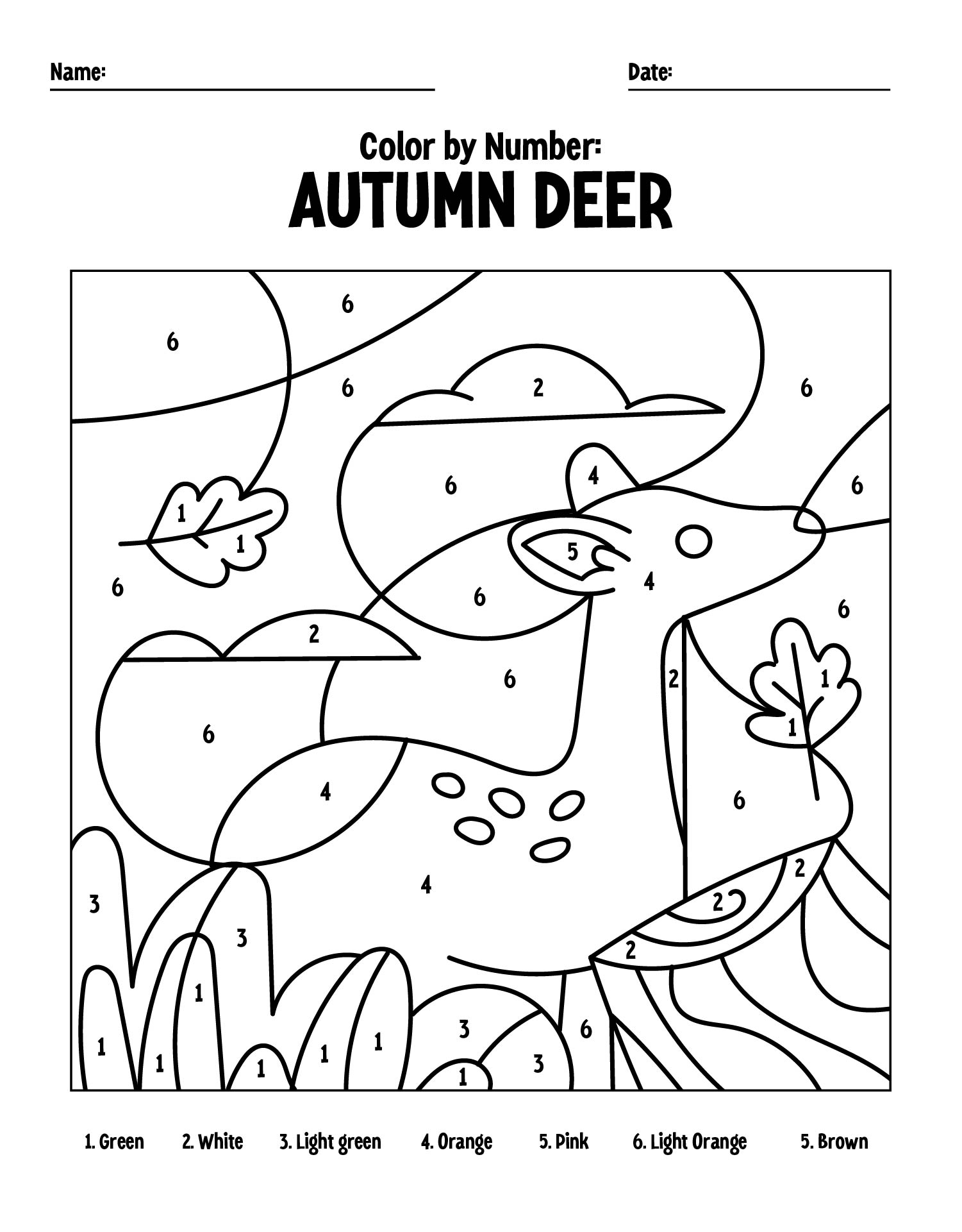 Printable Deer Paint by Number