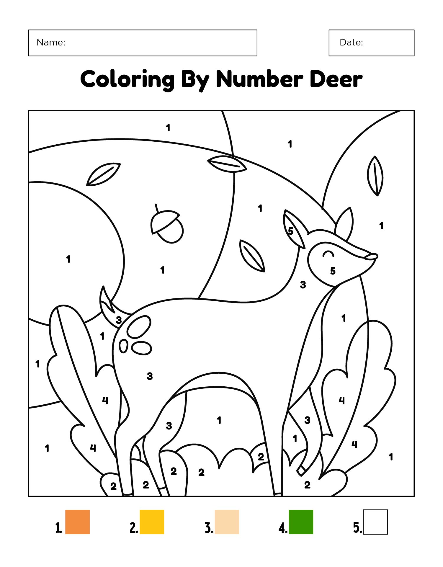 Deer Paint by Numbers Printables Free