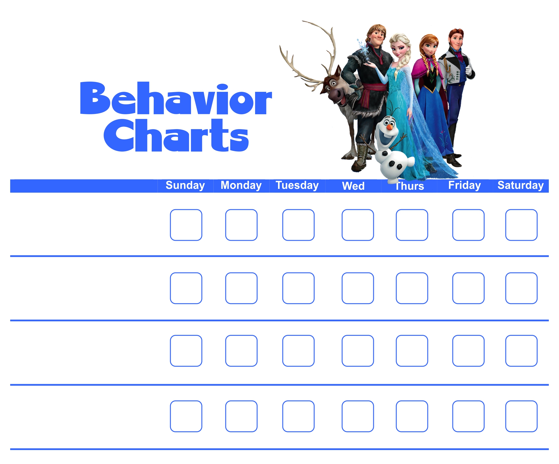 Frozen Printable Behavior Charts