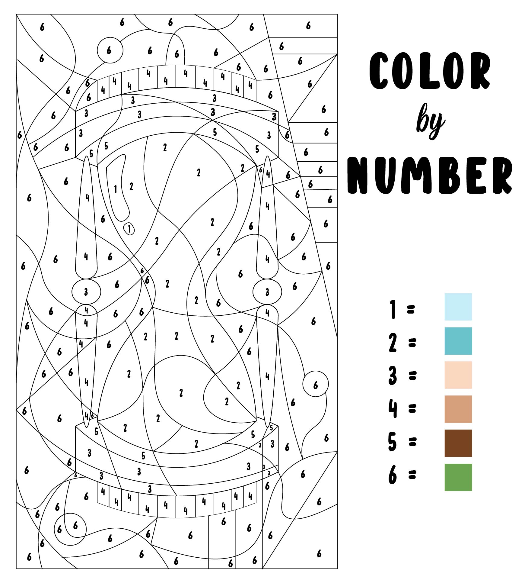 Printable Hard Color by Number Coloring Pages